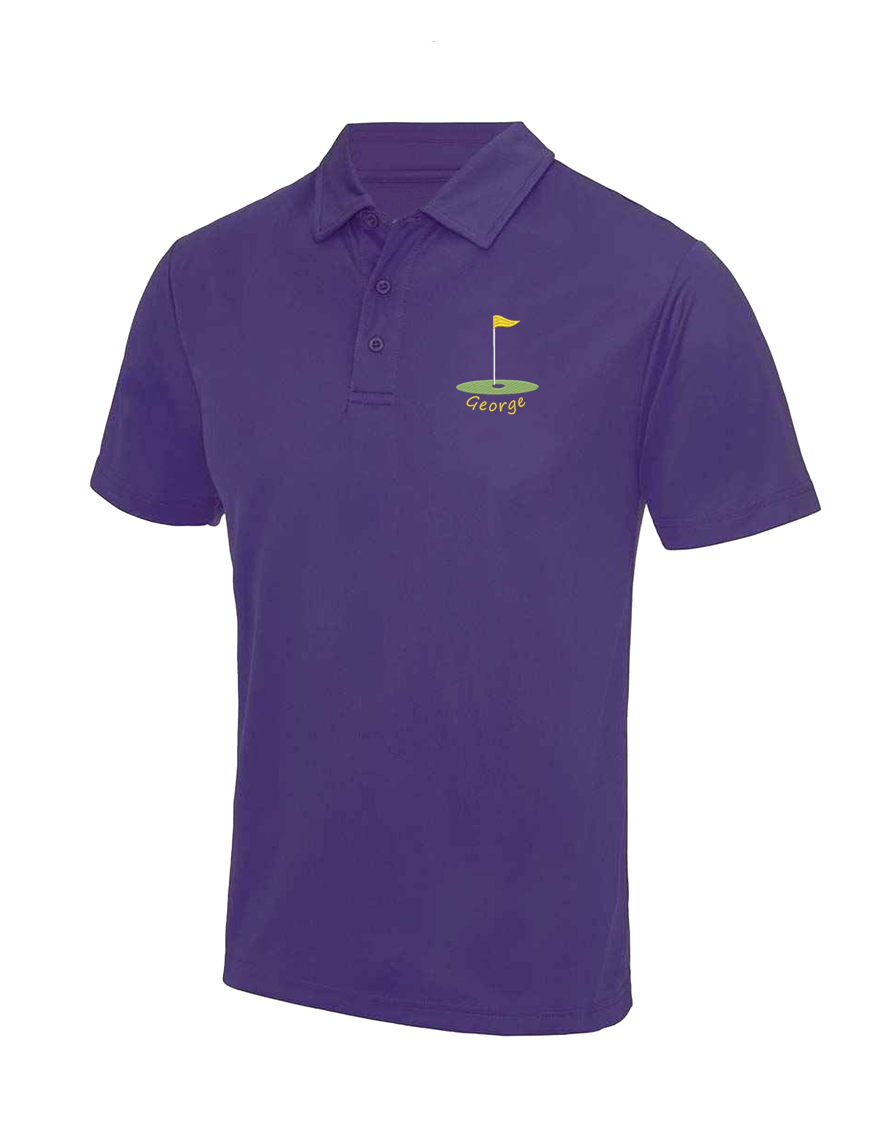 Golf Flag Design Dri-Fit Golf Polo Shirt Purple