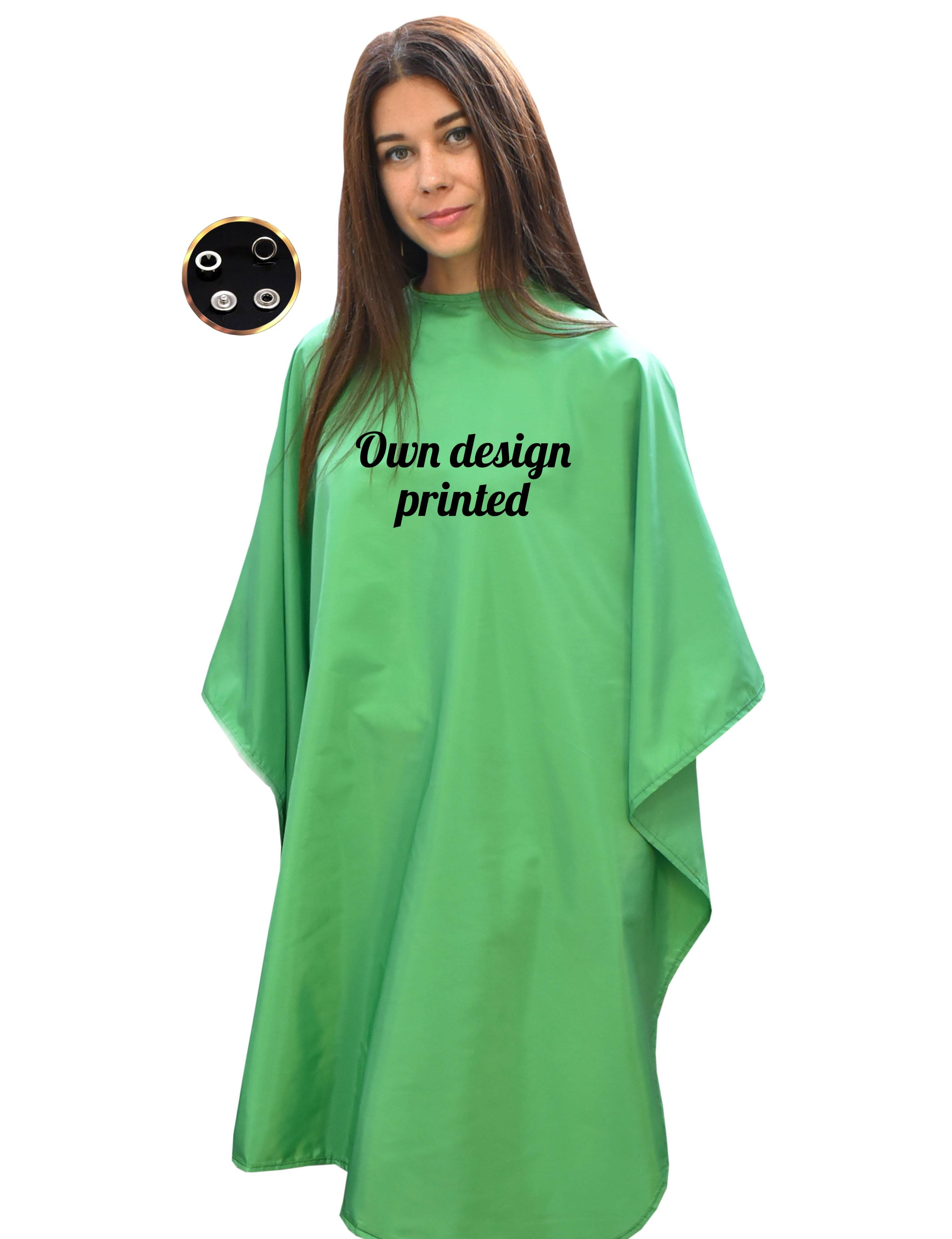 Personalised Hairdressing gown kelly green with poppers printed
