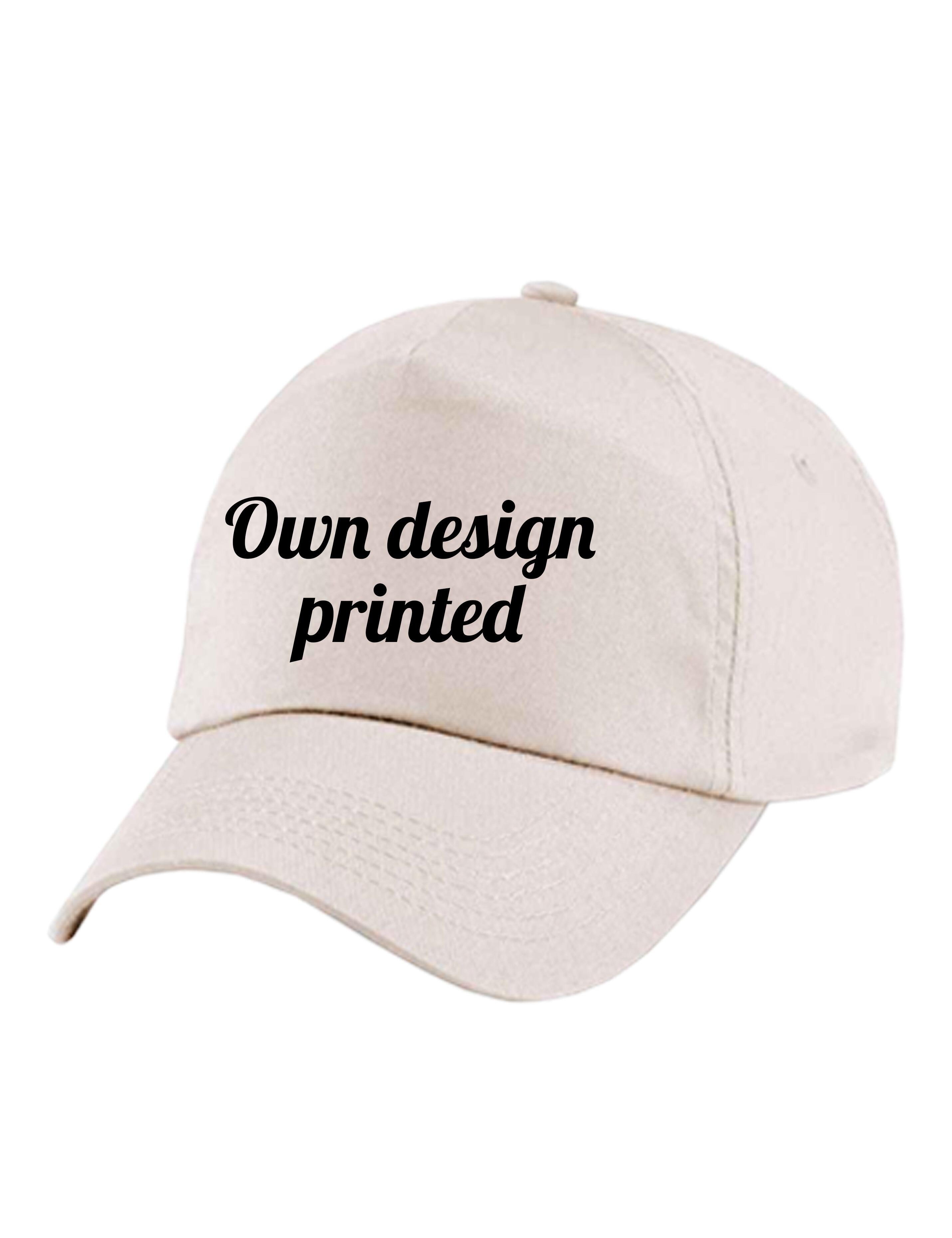 Personalised printed 5 Panel Baseball Cap Cream available in 24 colours