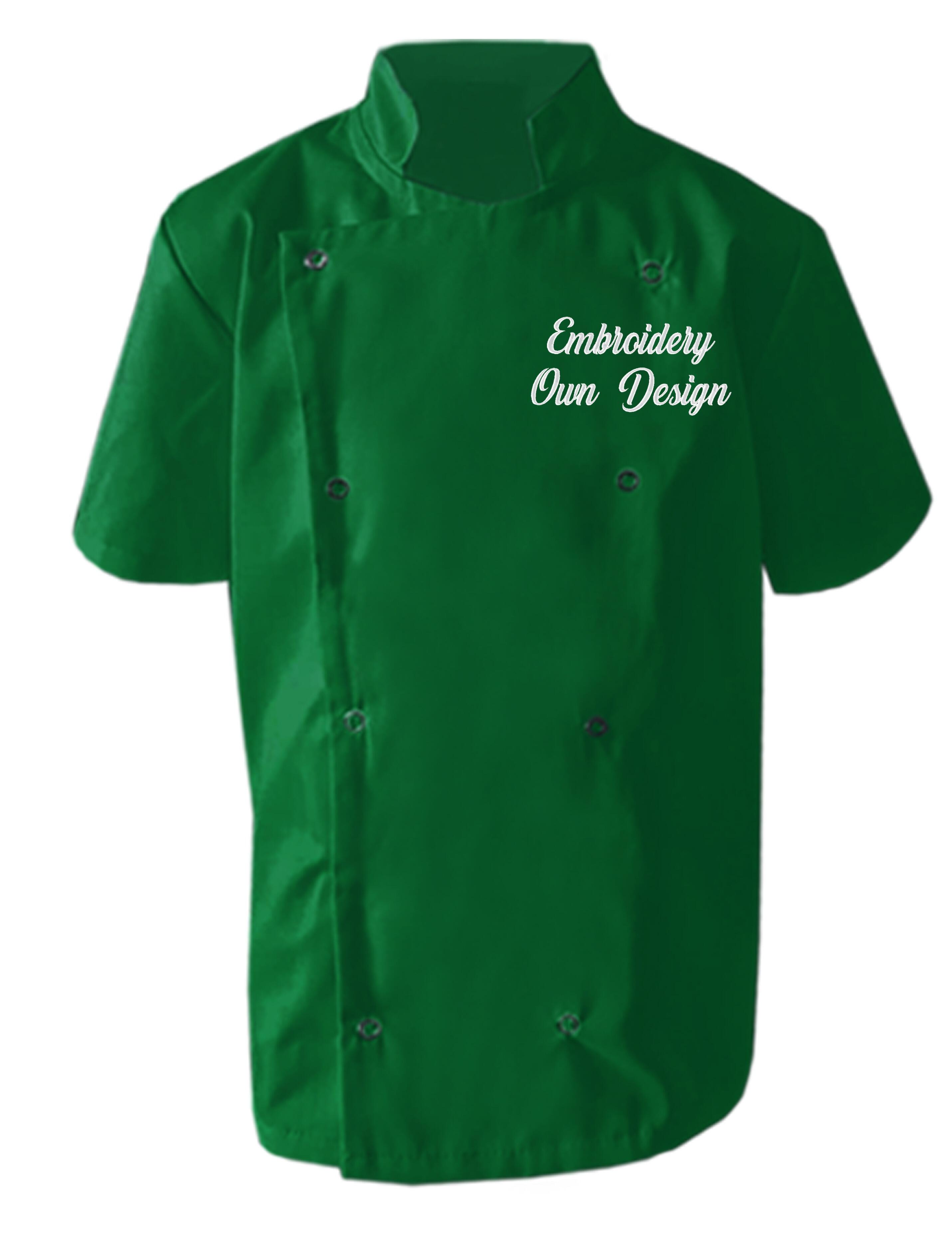 Personalised Kids Chef's Jacket Kelly Green with embroidery