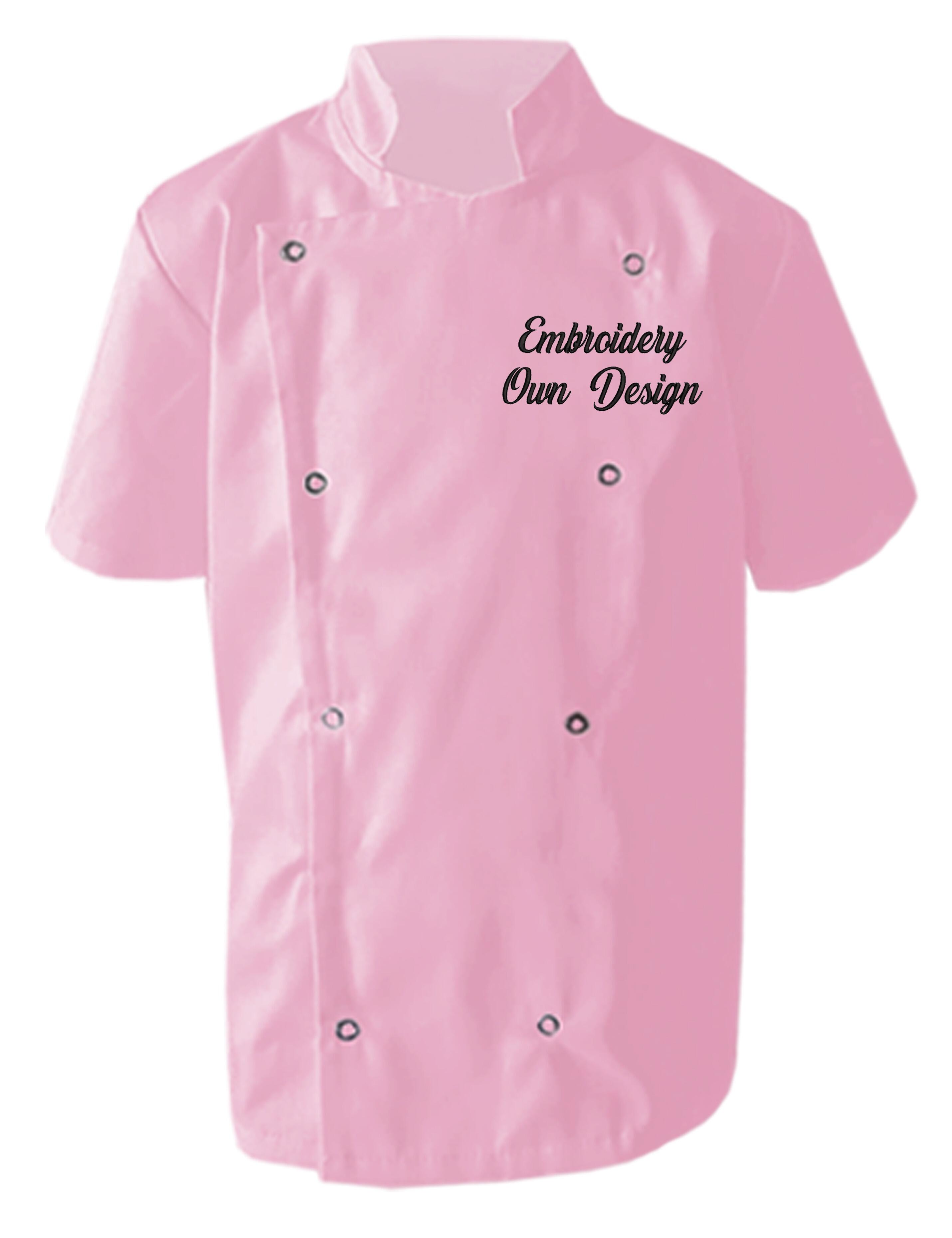 Personalised Embroidered Kids Chef s Jacket Pink available in 30 Colours