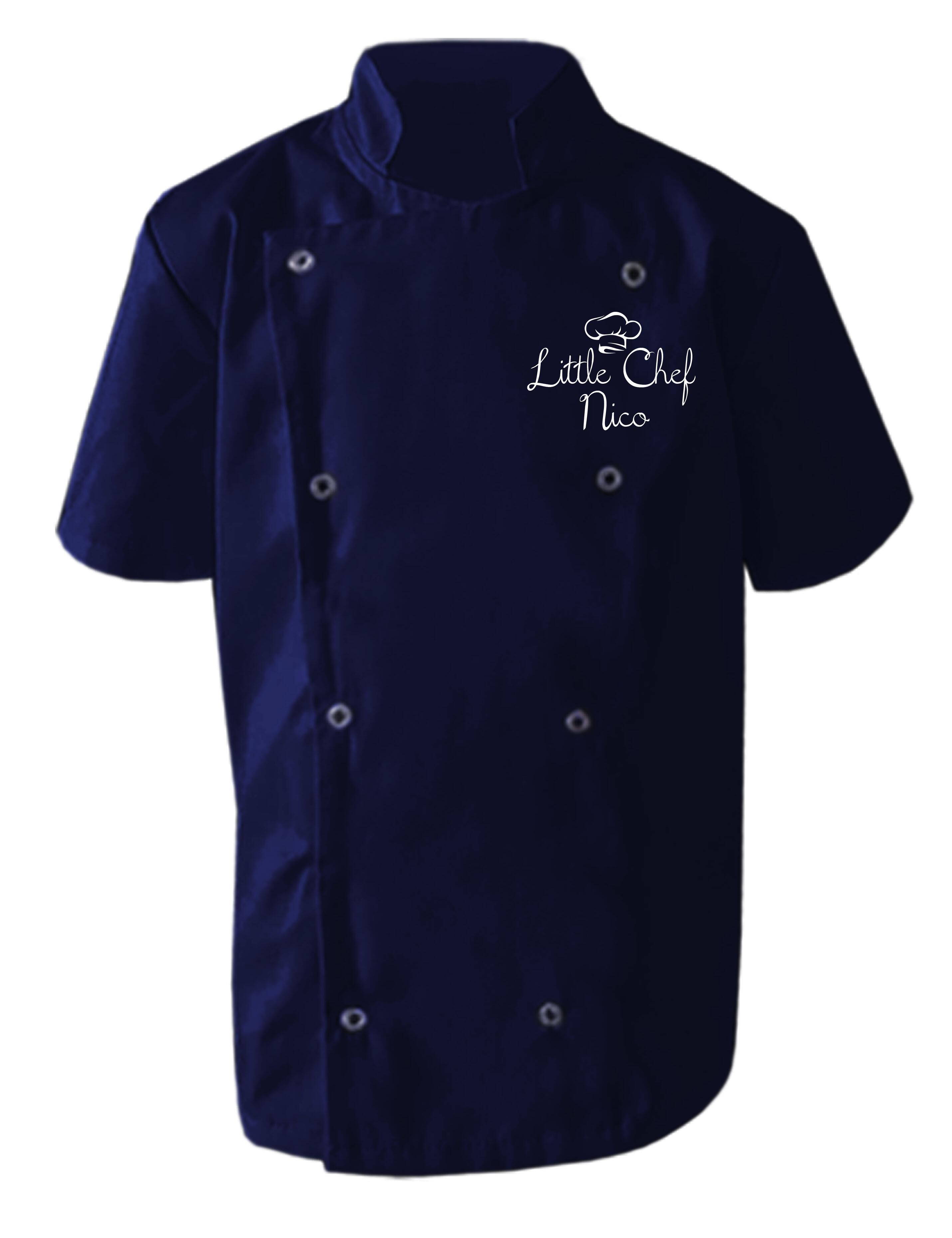 Personalised Short Sleeve Little Chef's Jacket Navy available in