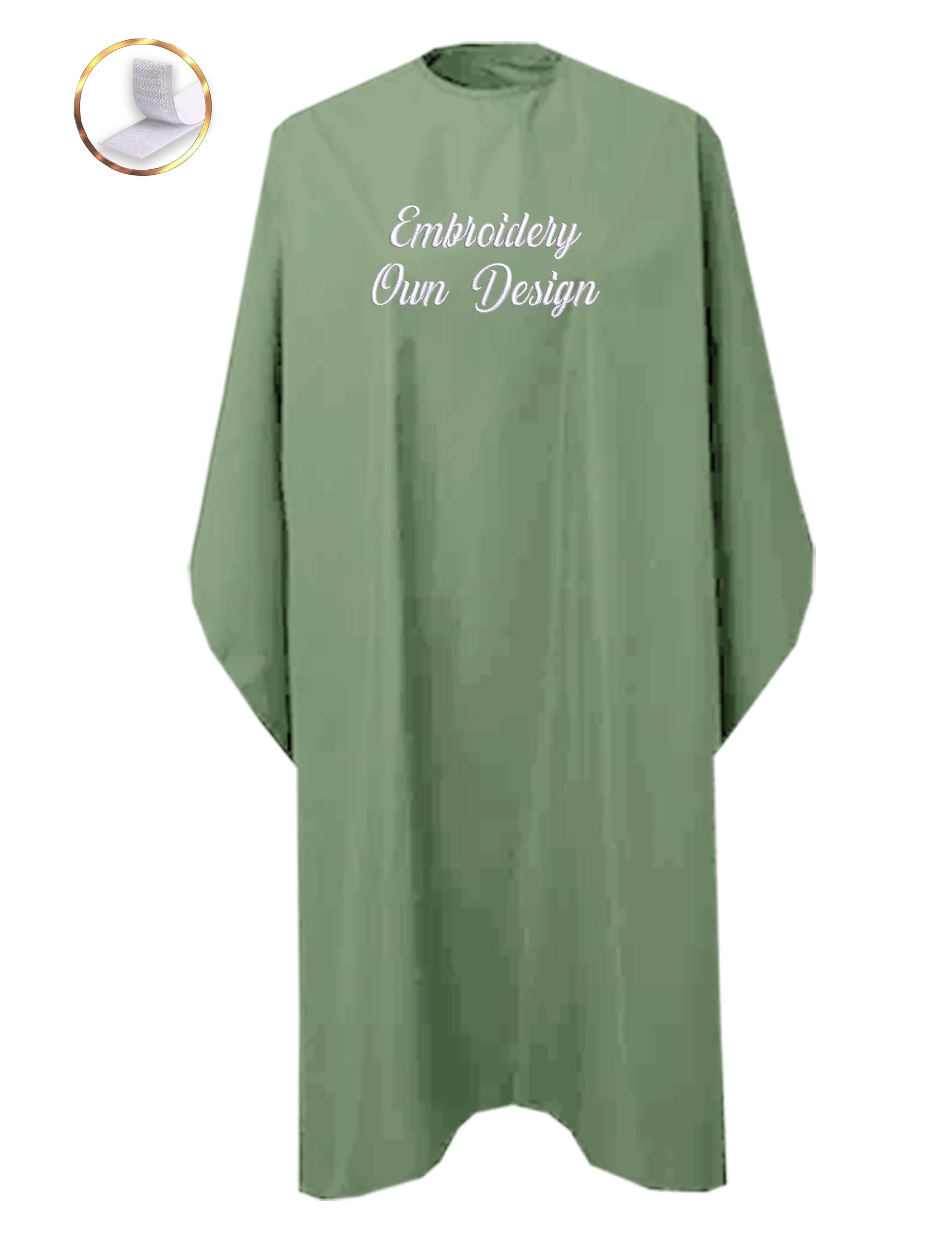 Personalised Hairdressing gown olive with embroidery