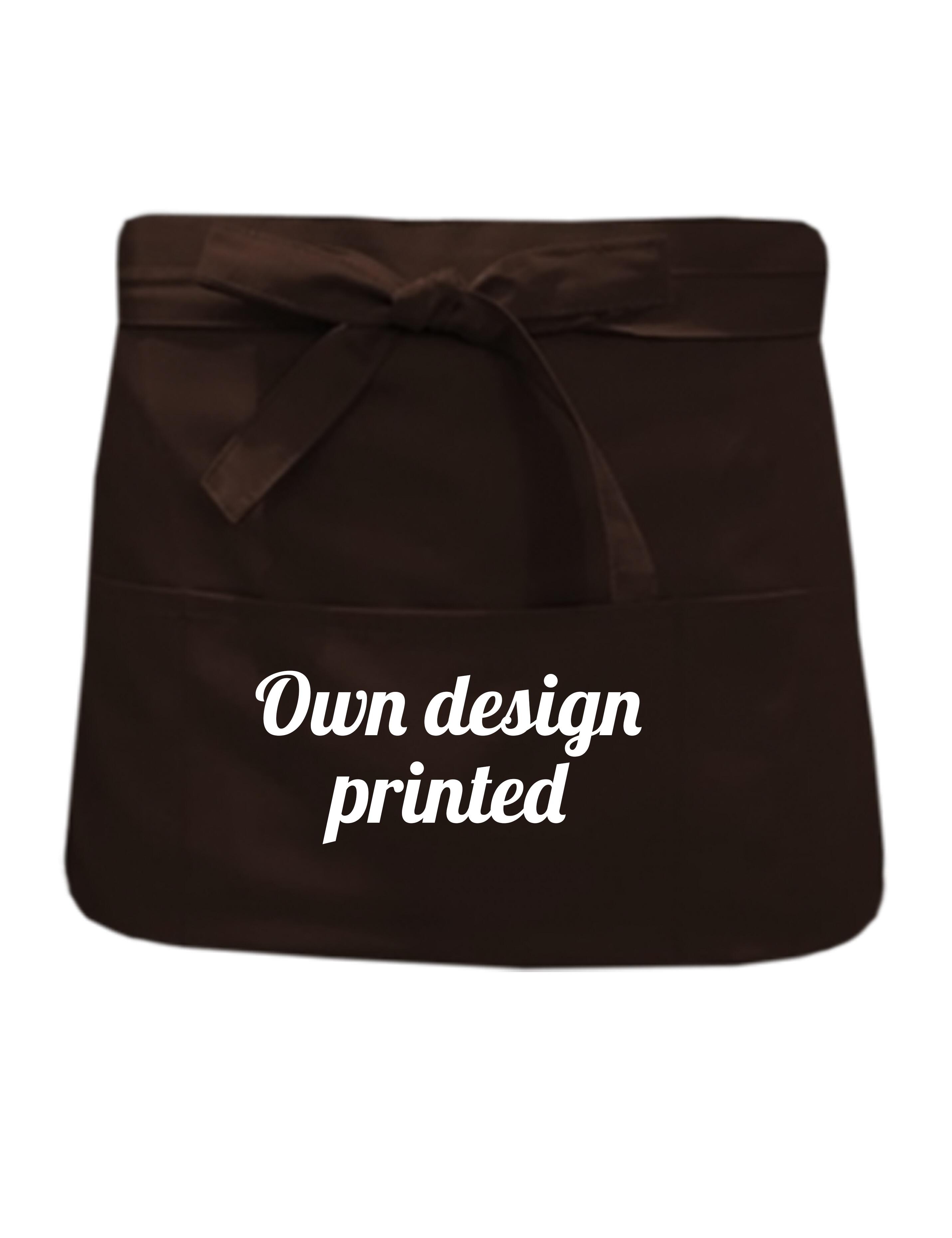 Personalised short waist apron brown printed