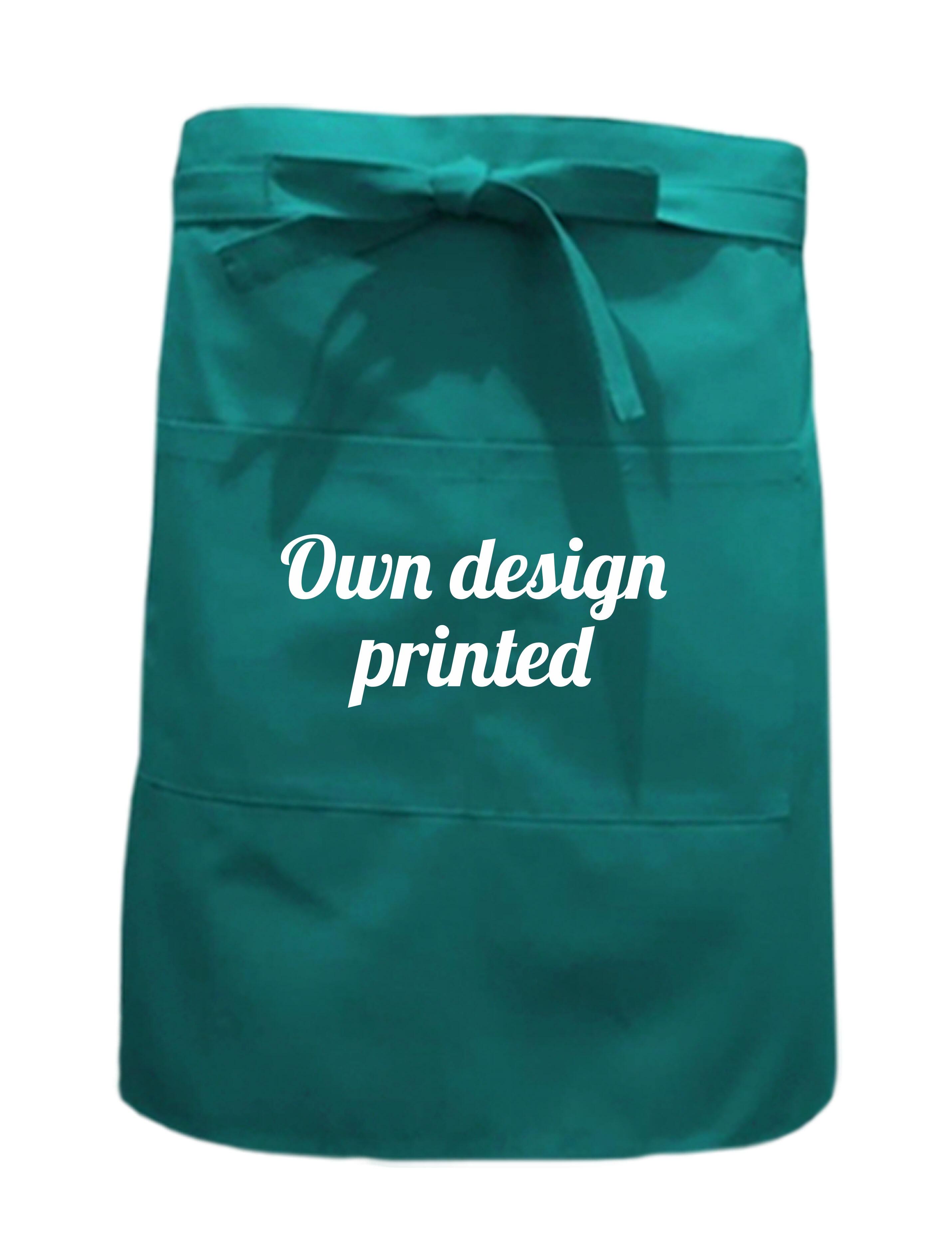Personalised Waist Apron With Pockets Teal printed