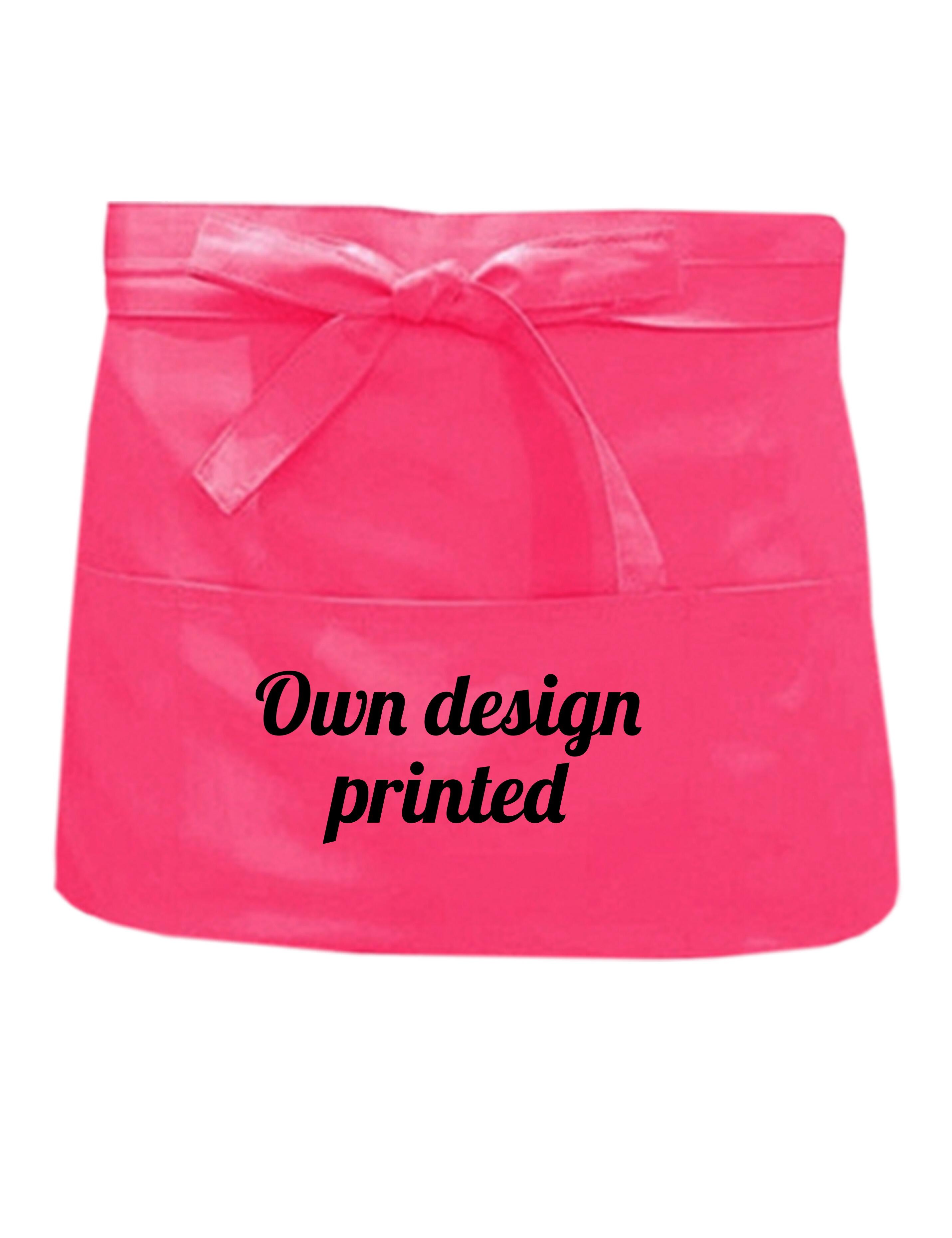 Personalised short waist apron coral with print