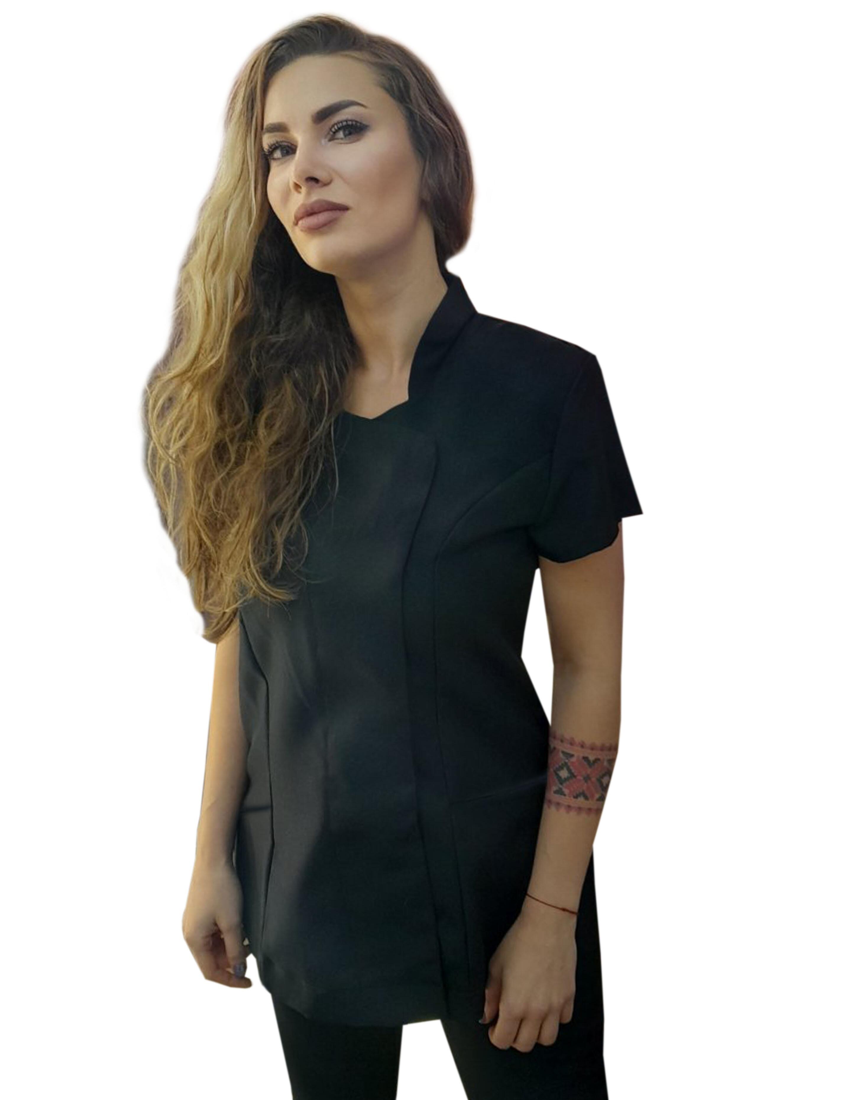 Printed Women's Short Sleeve Beauty Tunic Black with logo