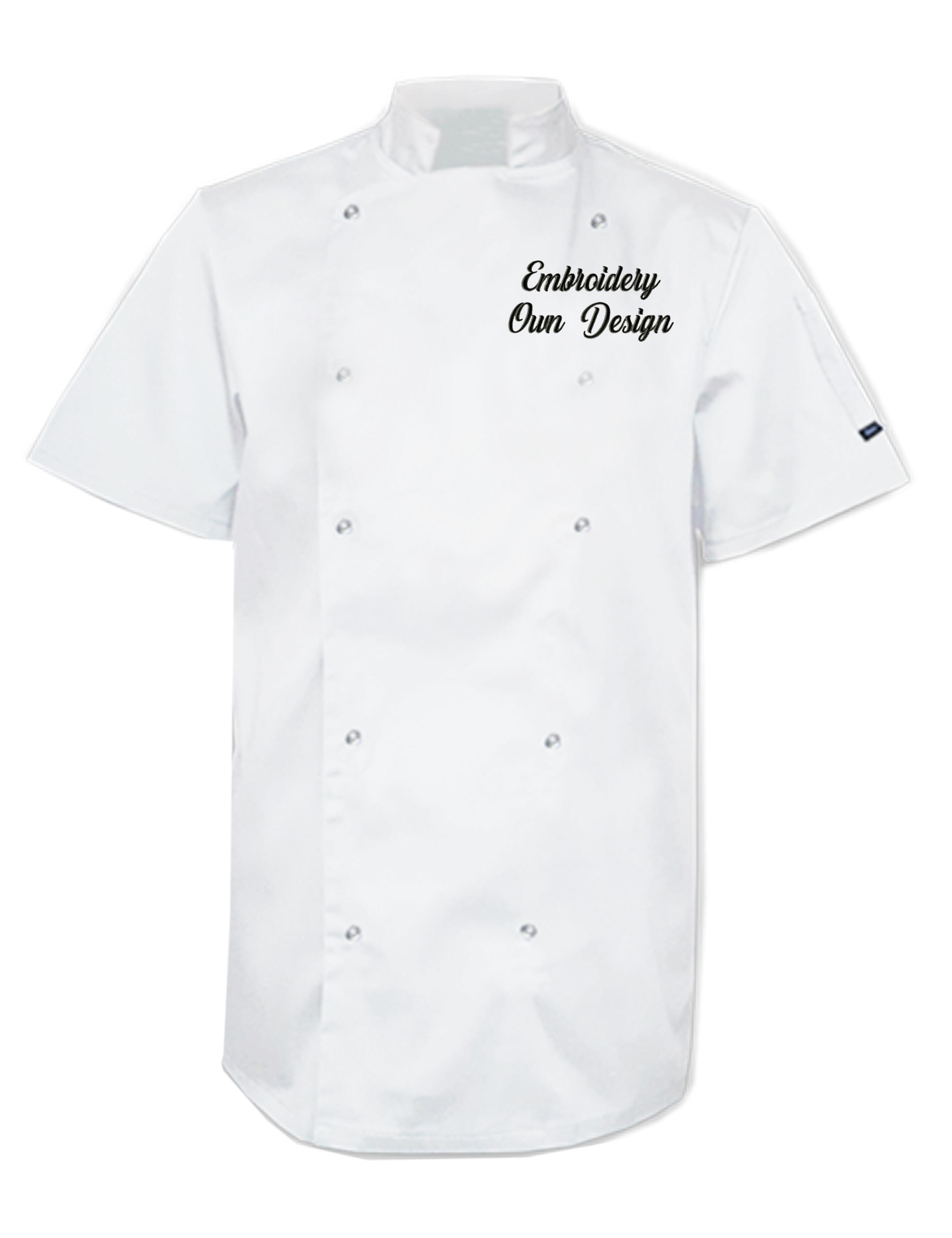 Personalised Plus Size Short Sleeve Chef's Jacket White with embroidery