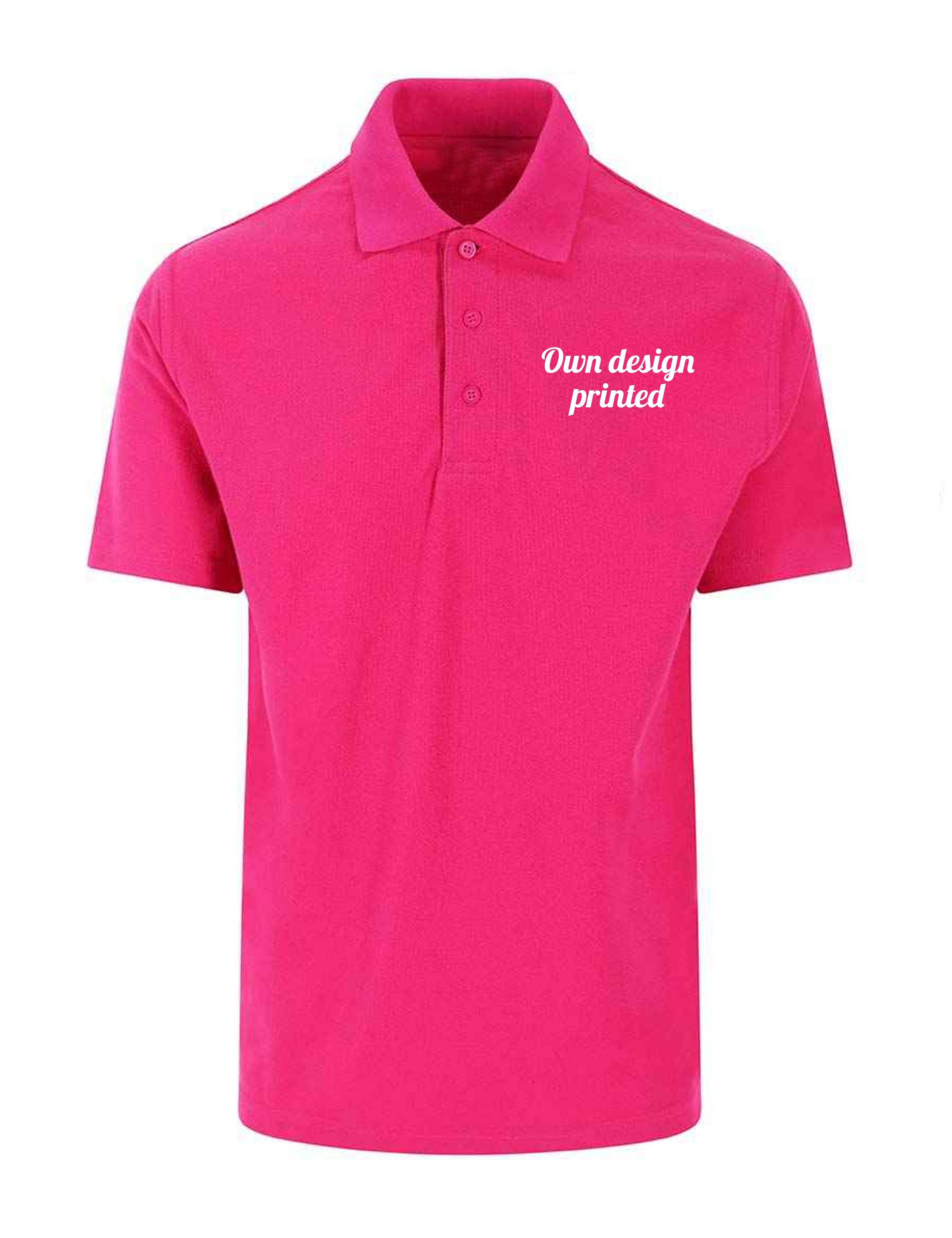Personalised Short Sleeve Polo Shirt with print Hot Pink