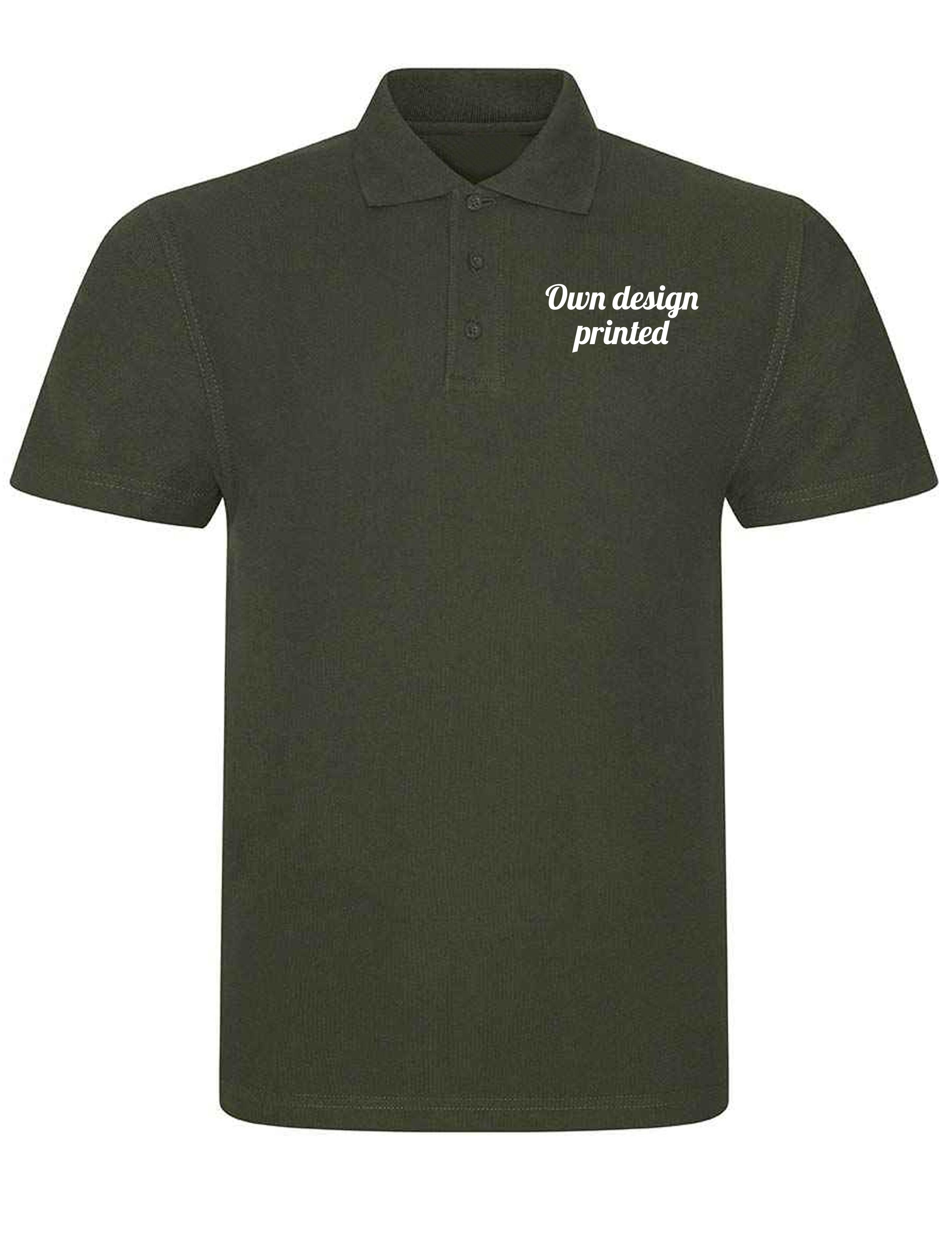 Personalised Short Sleeve Polo Shirt with print Olive