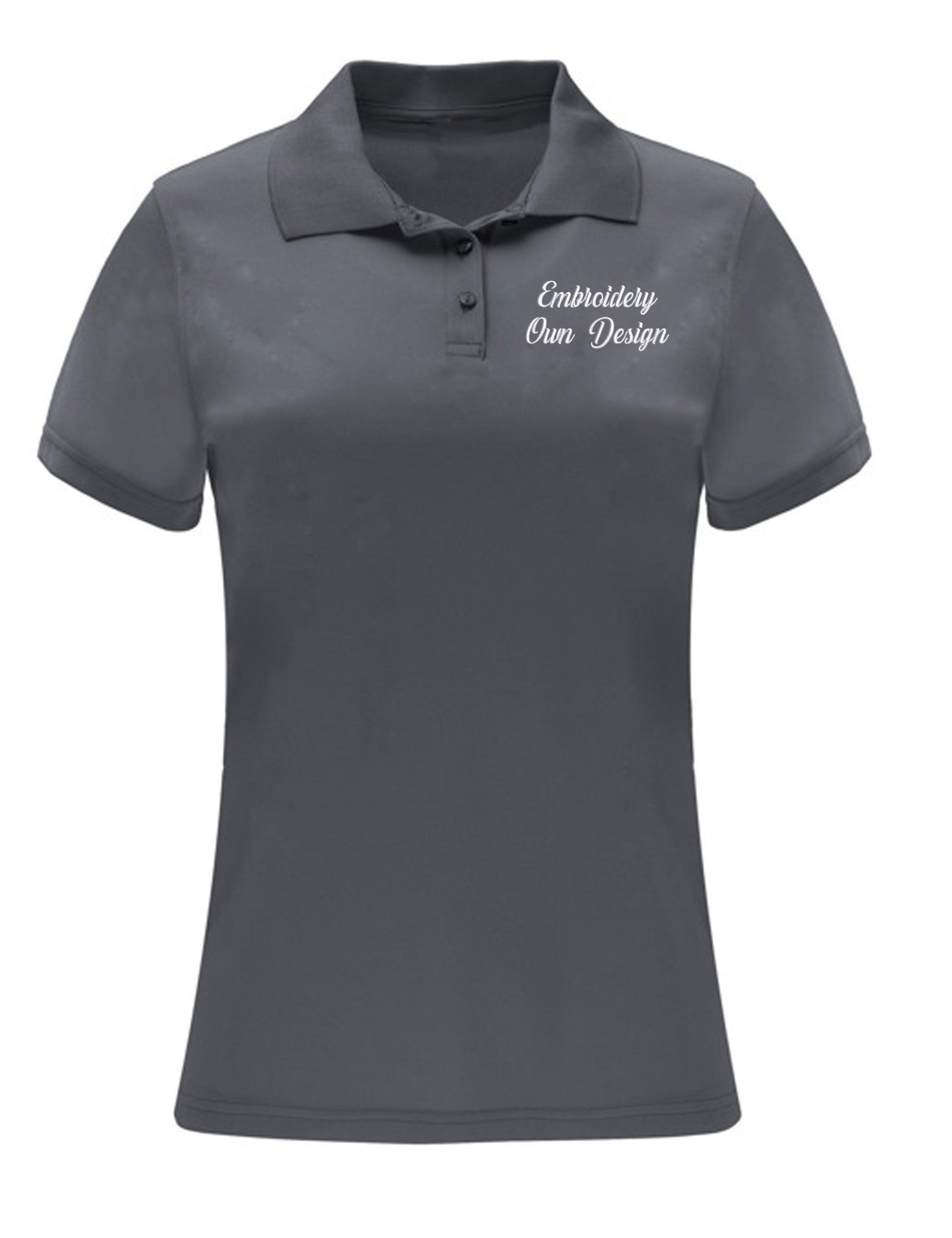 Personalised Dri-FIT Women's Short Sleeve Polo Shirt with embroidery Grey