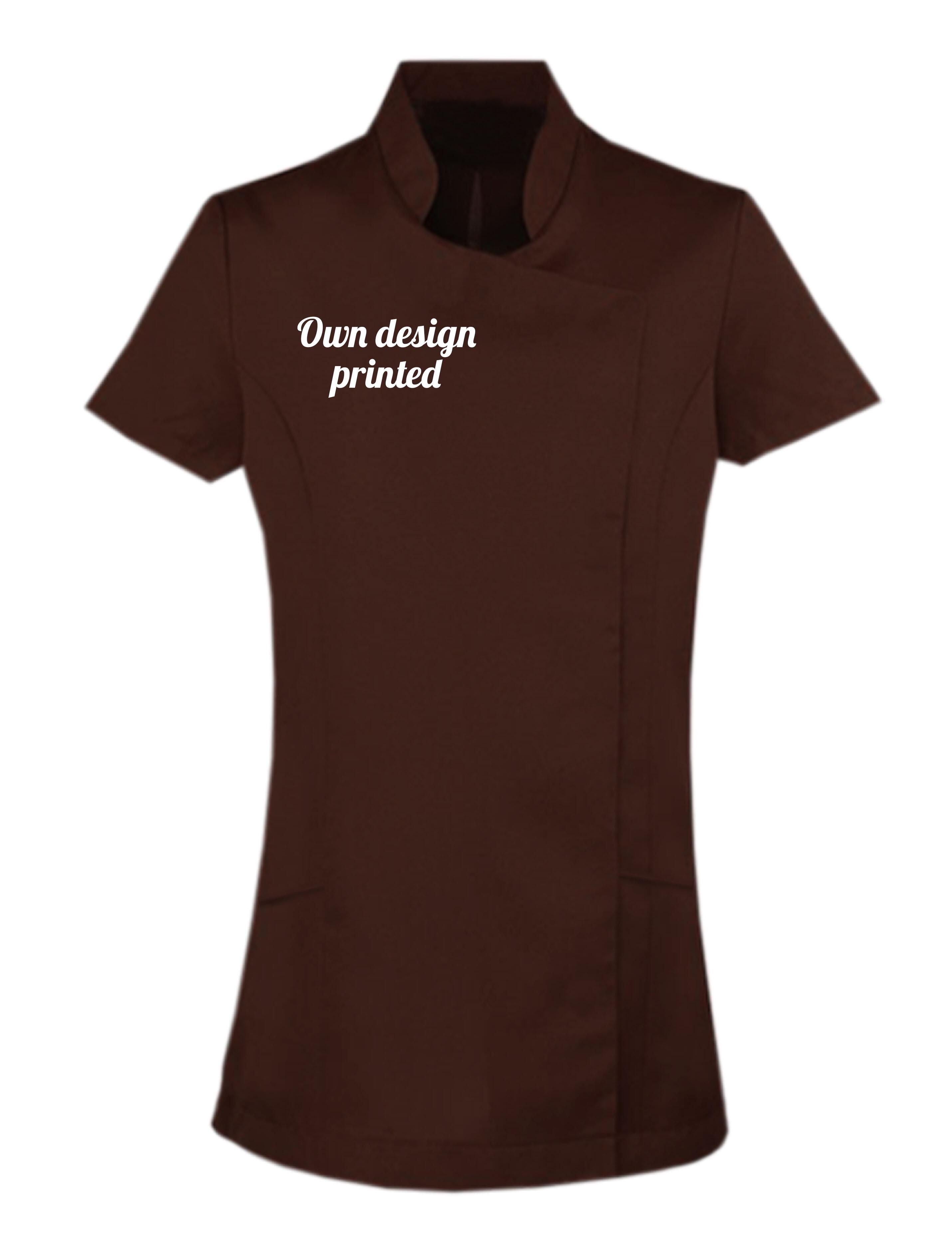 Personalised Women's Short Sleeve Beauty Tunic with print Brown