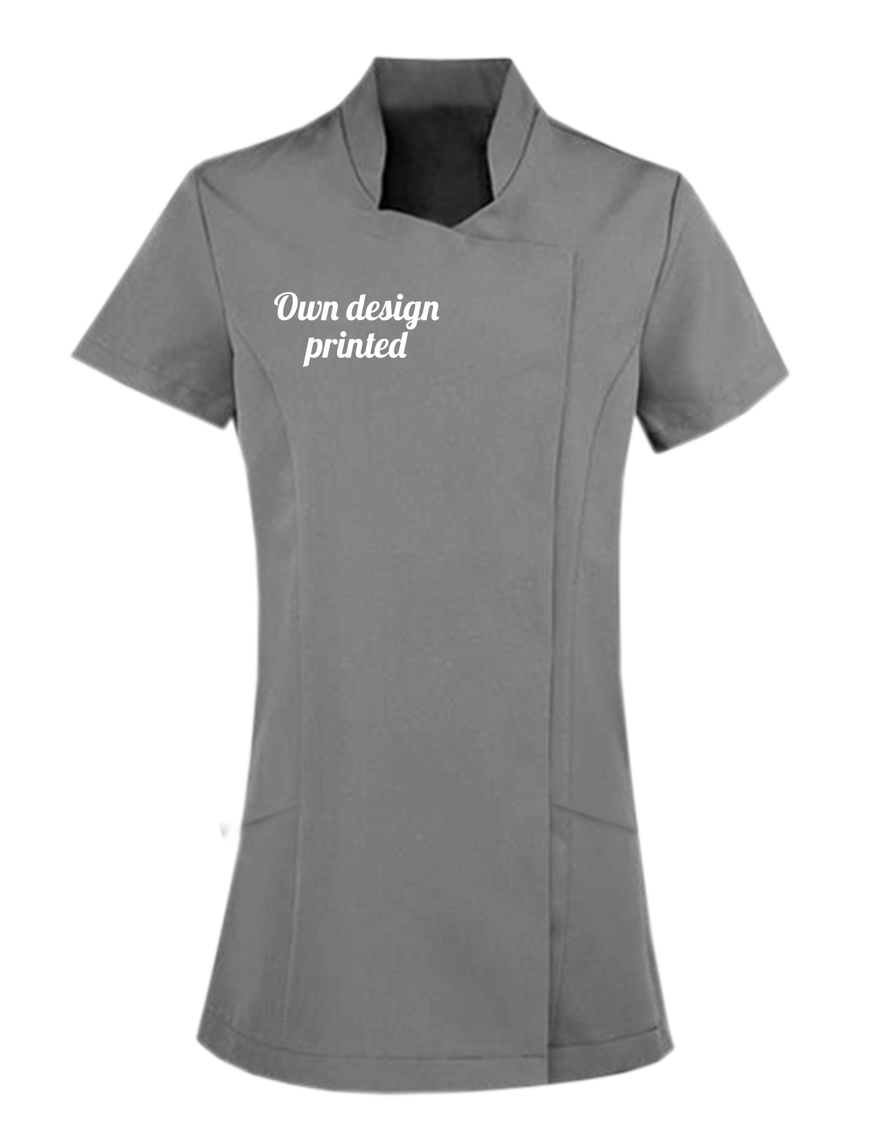 Personalised Women's Short Sleeve Beauty Tunic with print Grey