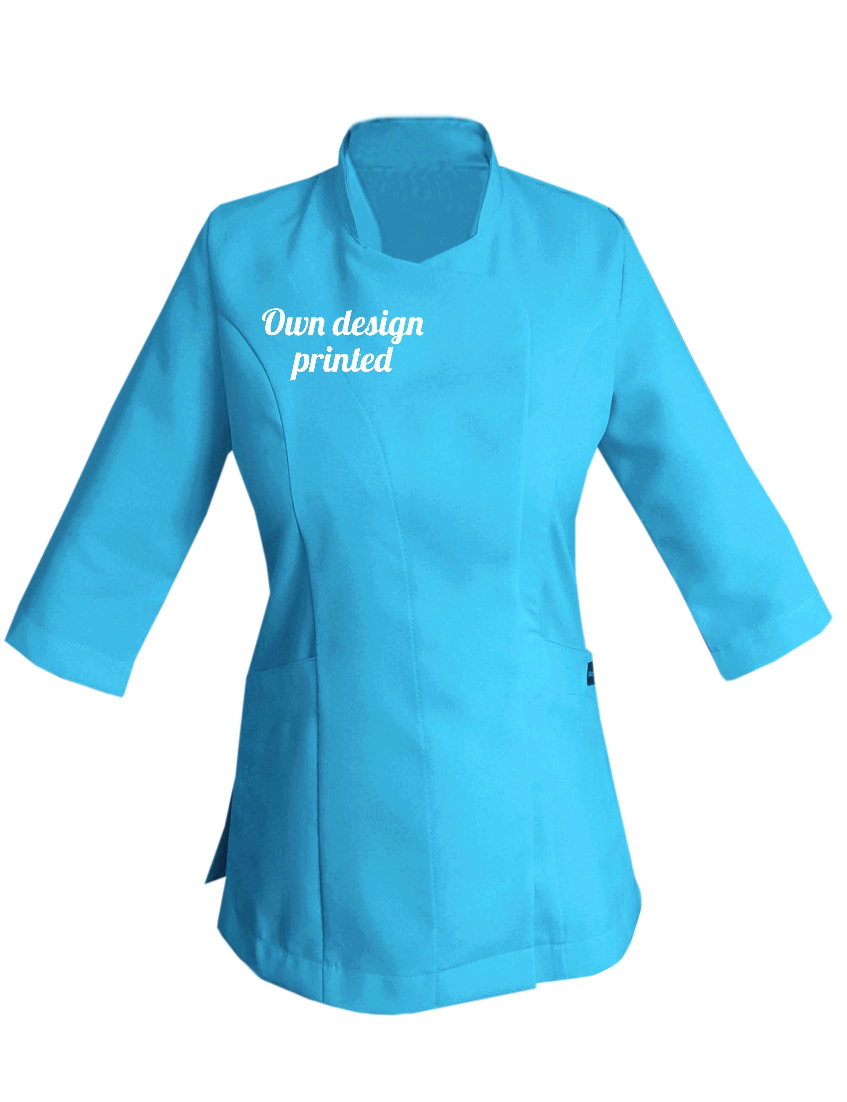 Personalised Women's Quarter Sleeve Beauty Tunic with print Turquoise