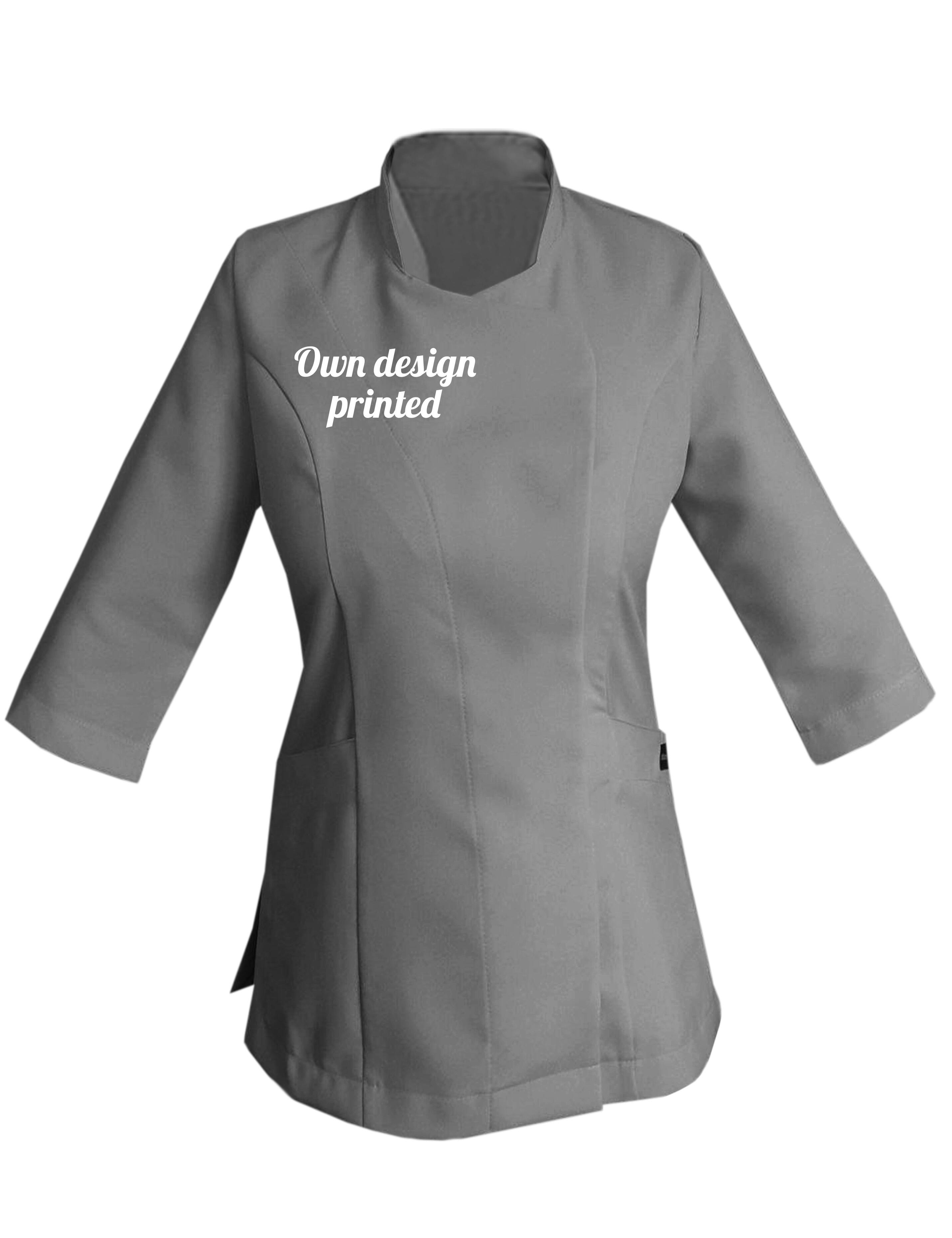 Personalised Women's Quarter Sleeve Beauty Tunic with print Grey