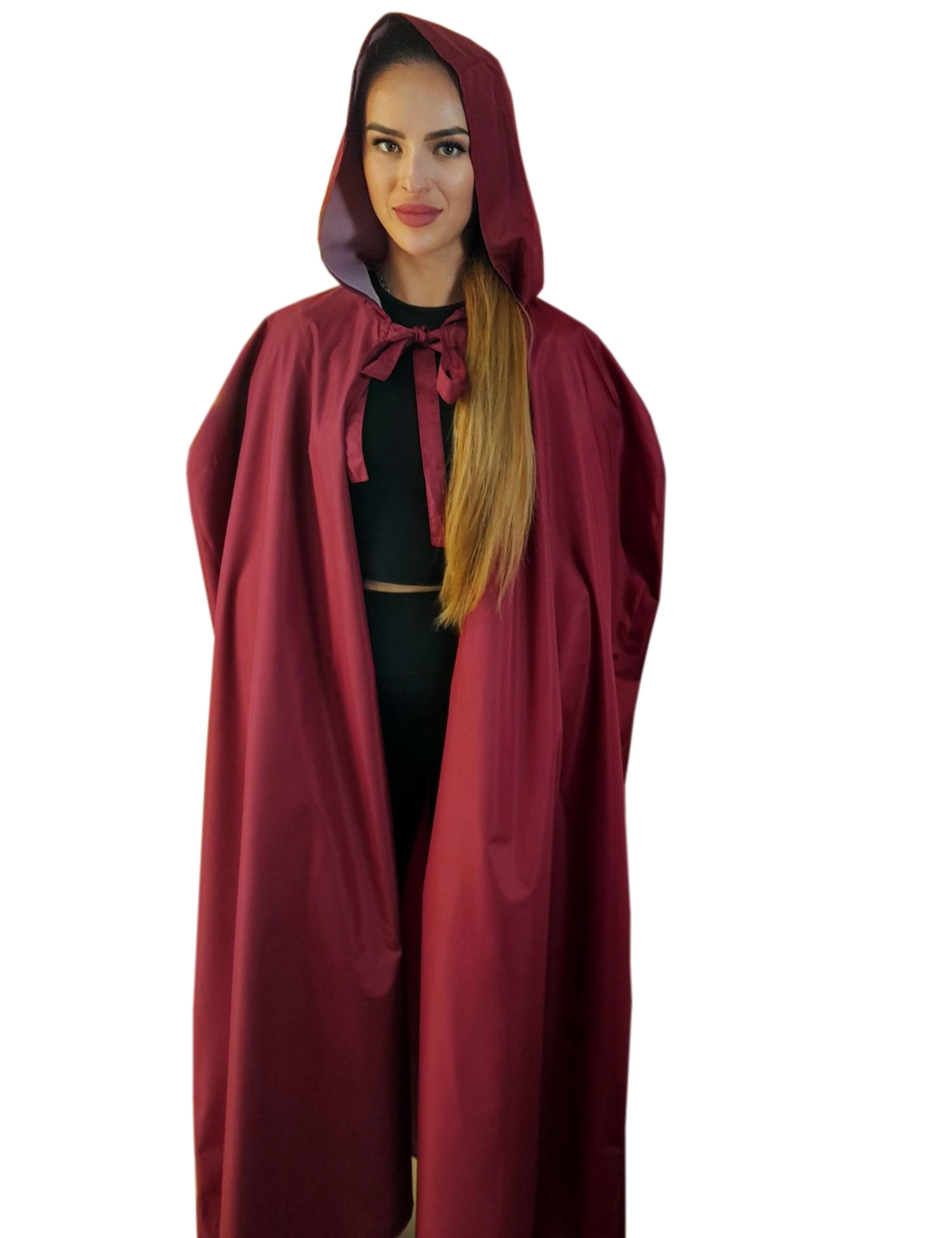 Printed hooded salon show cape with logo burgundy