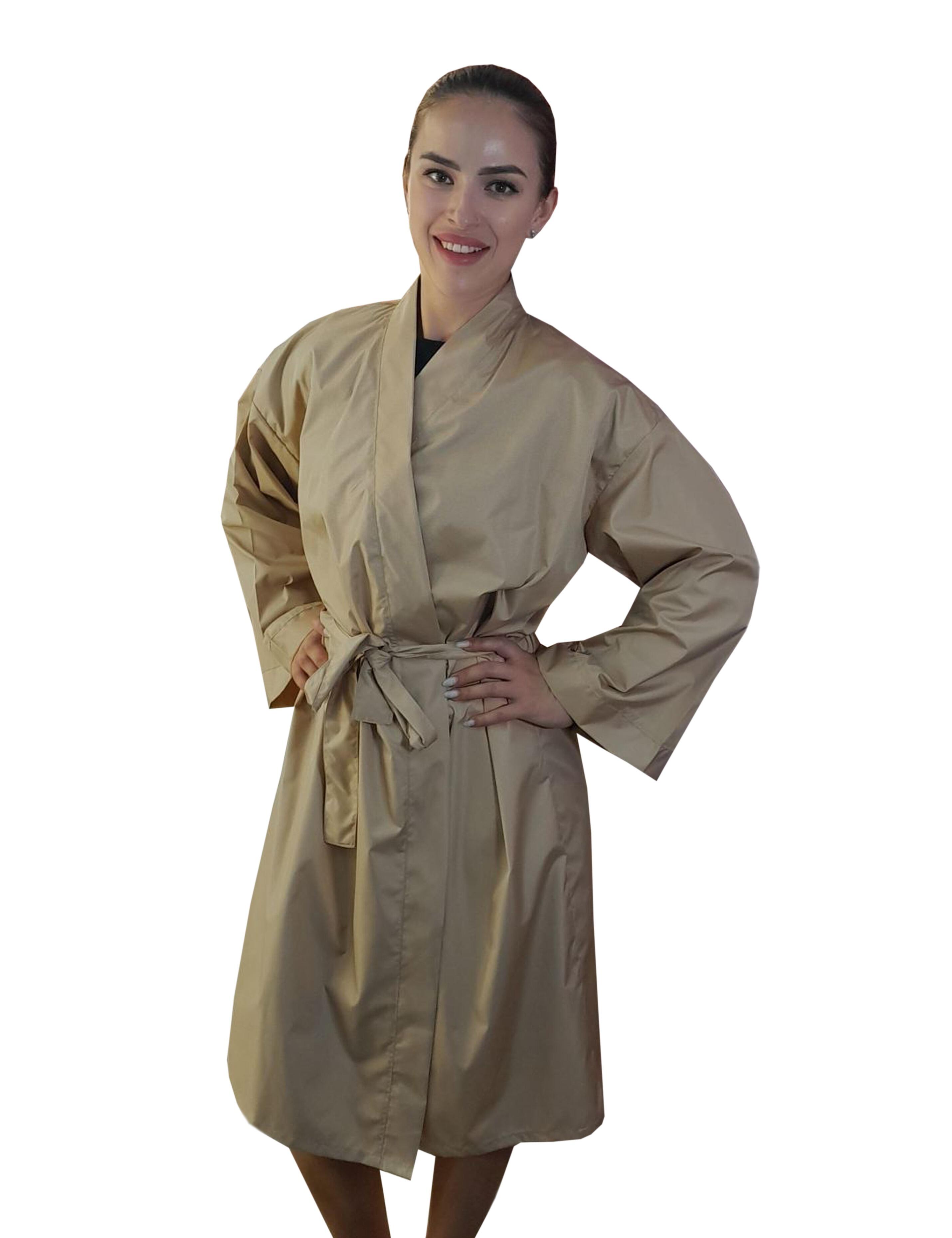 Embroidered waterproof hairdressing kimono gown cappuccino with logo