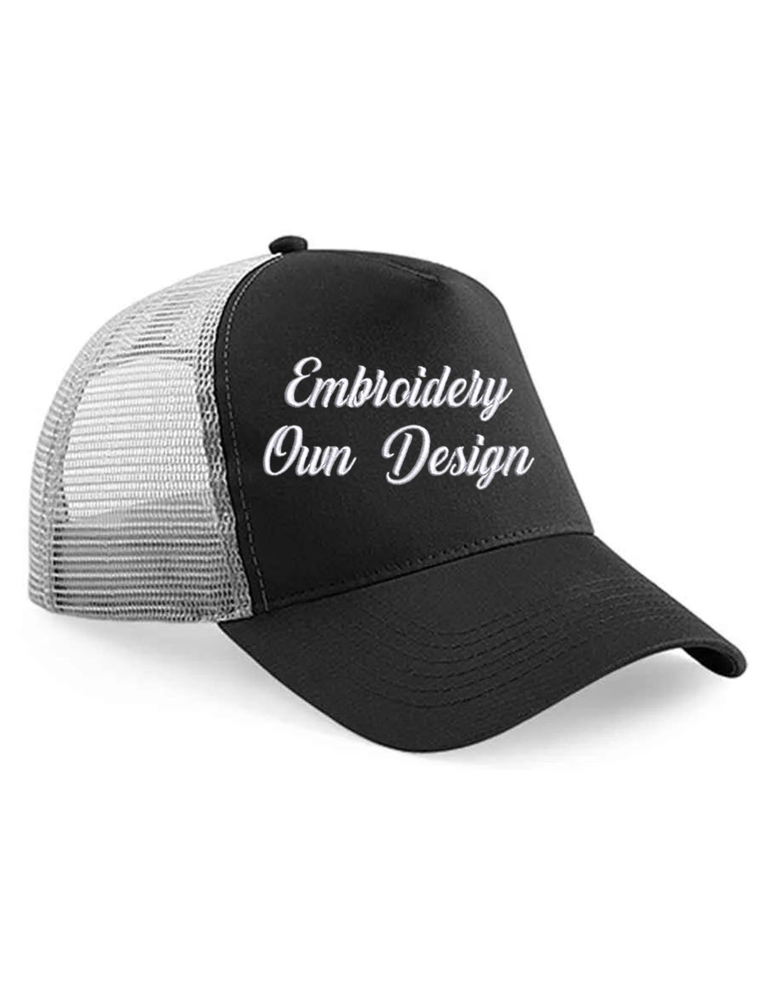 Personalised Embroidered Snapback Trucker Cap Black/Grey