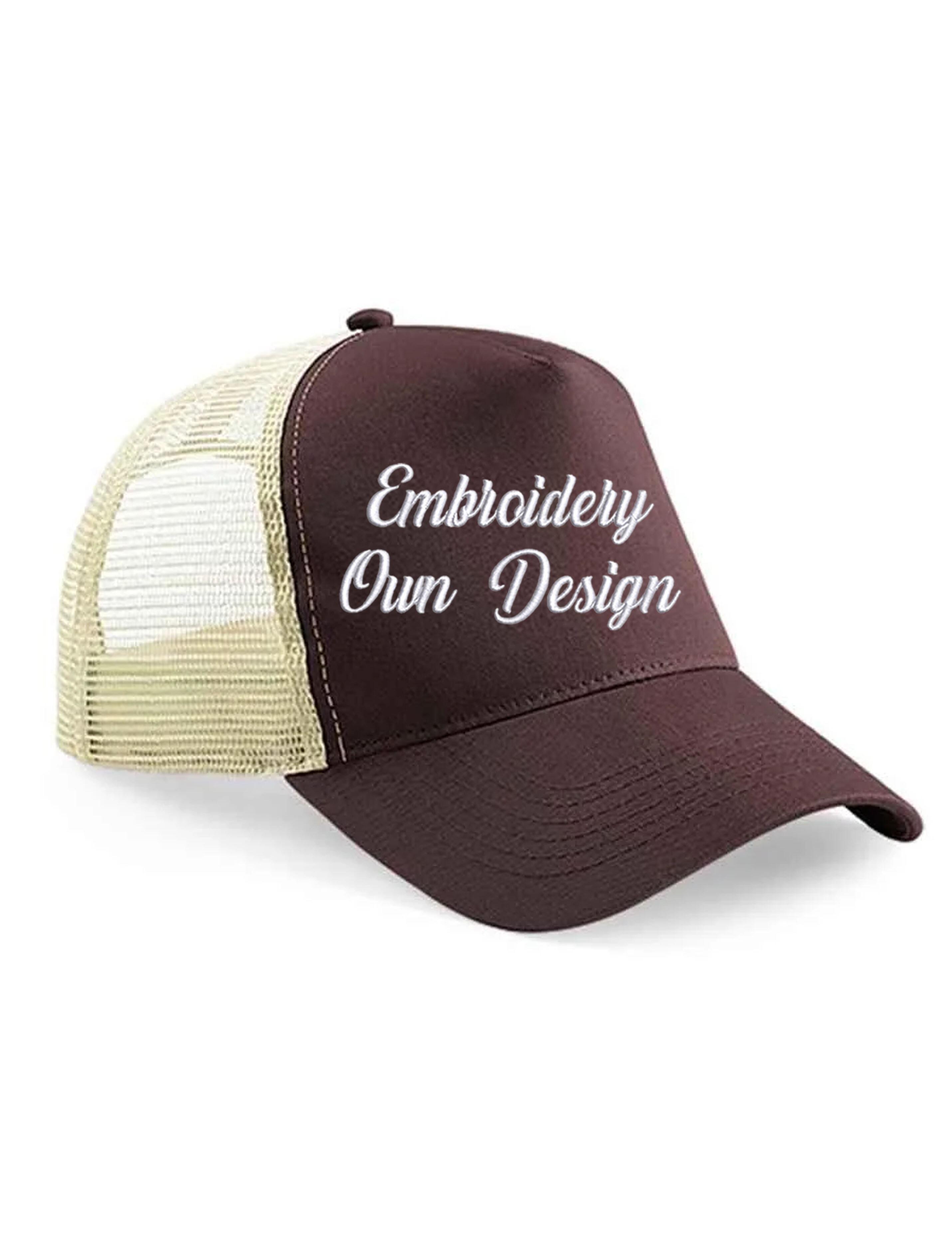 Personalised Embroidered Snapback Trucker Cap Brown/Beige