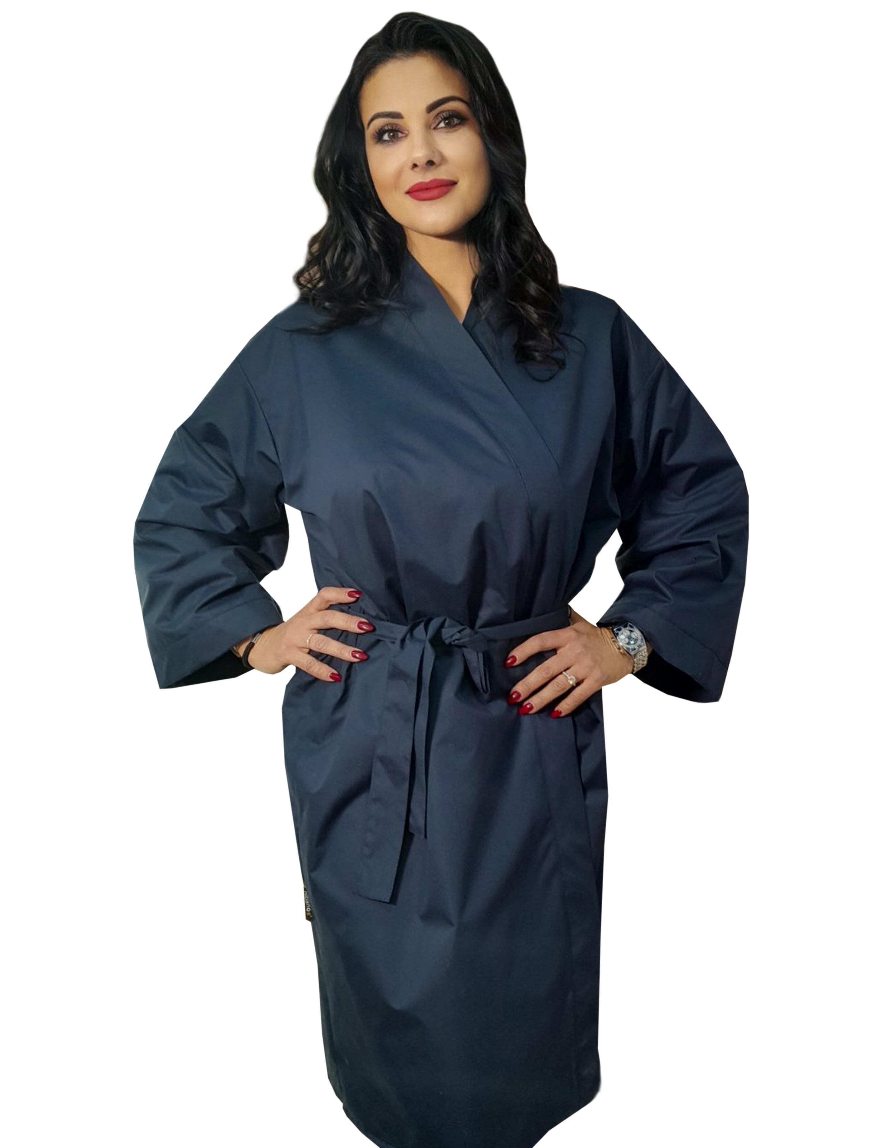 Waterproof kimono robe for hairdressers navy