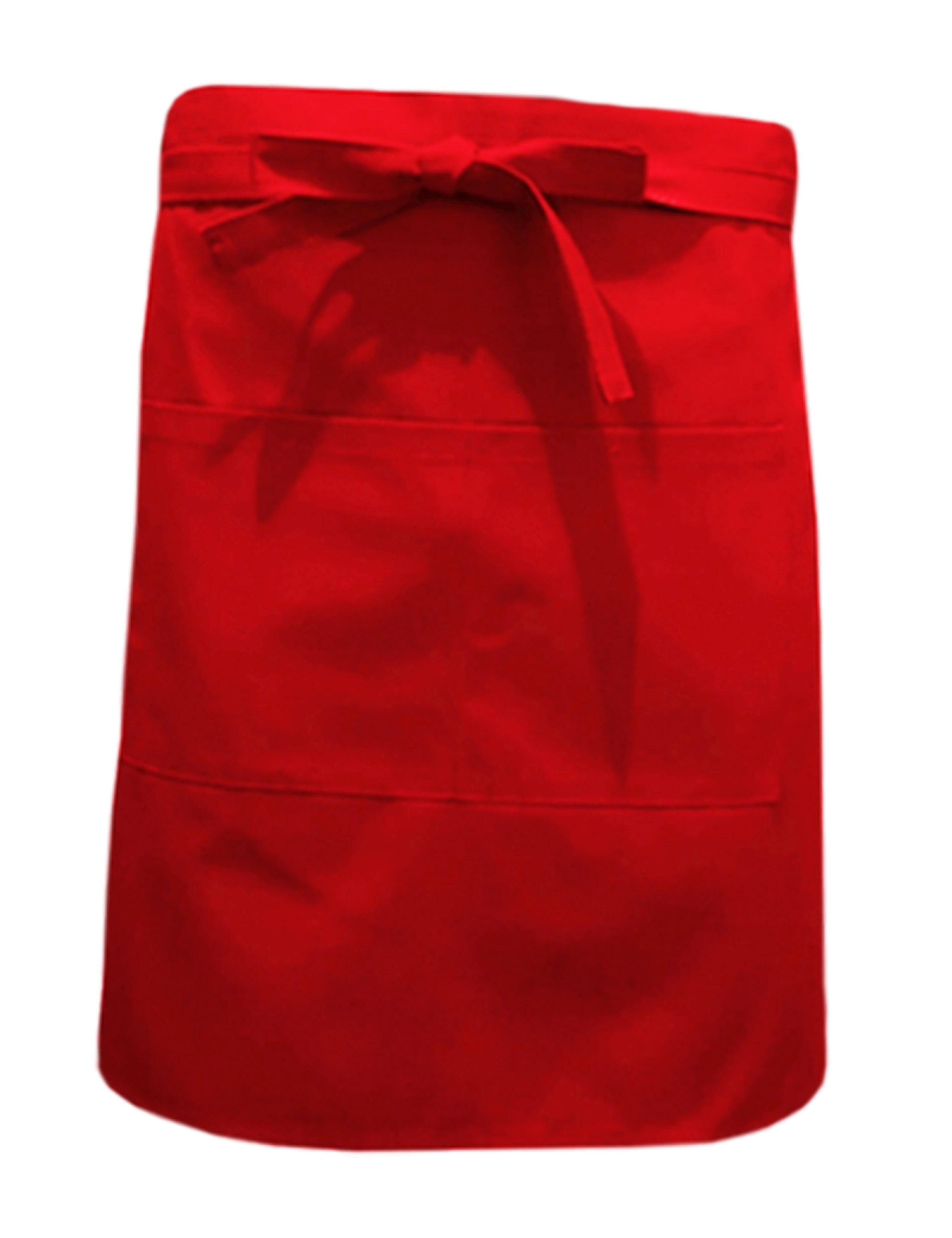 Nibano Mid Length Waist Apron with pockets Red