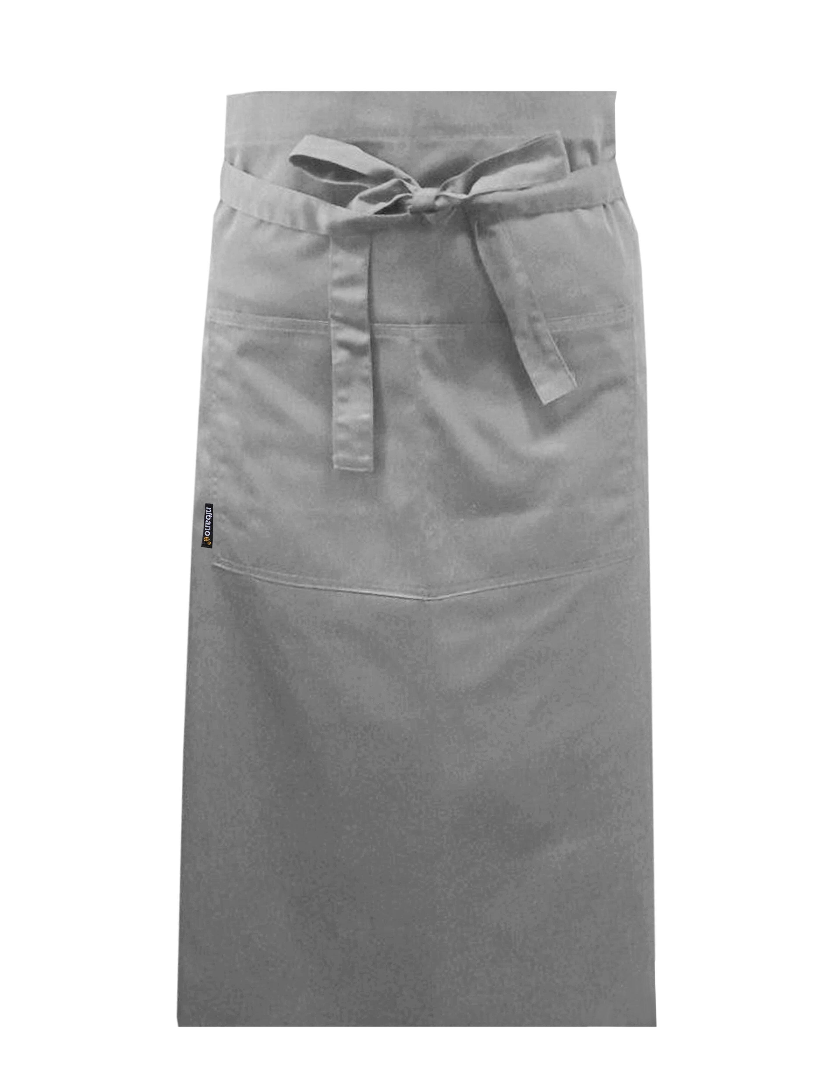 Nibano Long Waist Apron with pockets Grey
