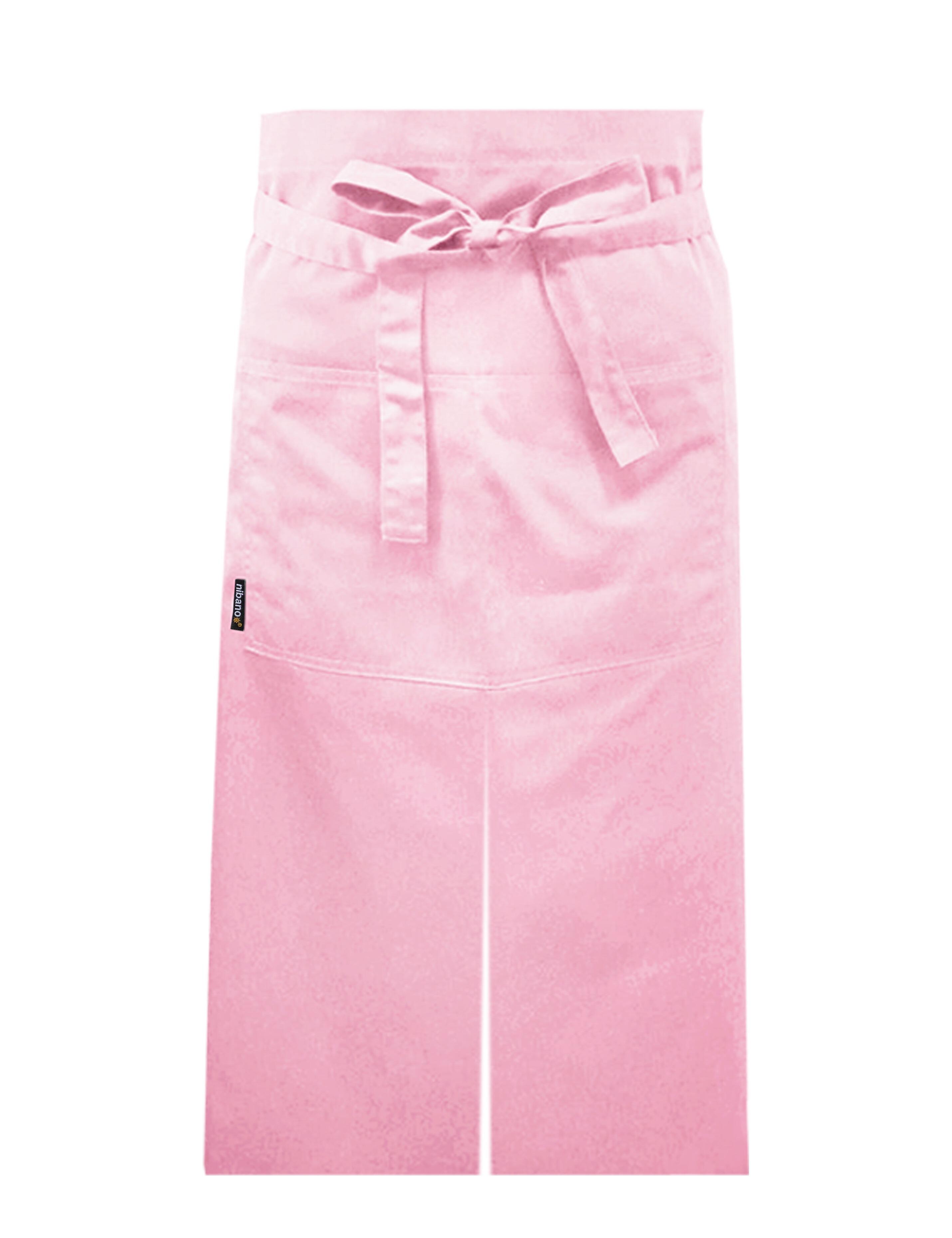 Nibano long waist apron with split pink  