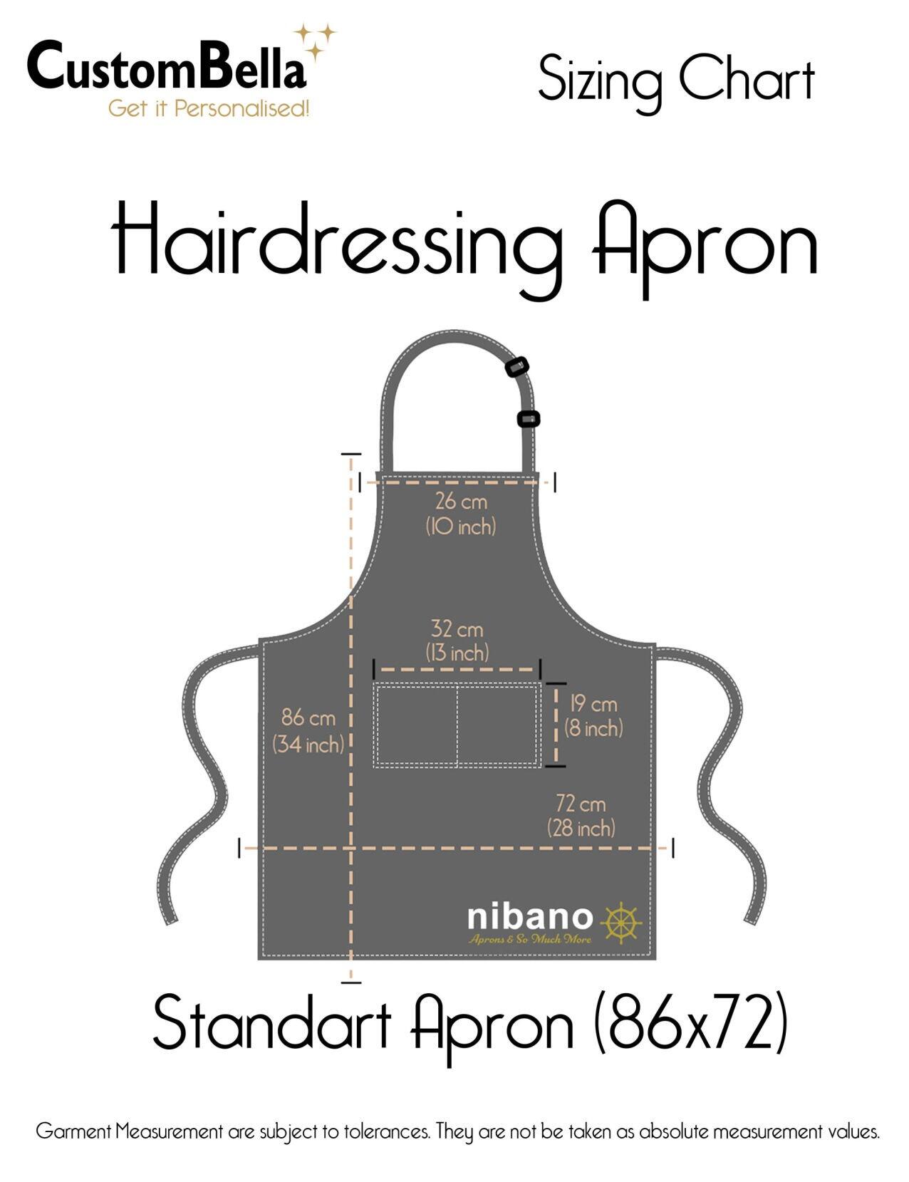 Nibano Waterproof hairdressing apron cream size chart