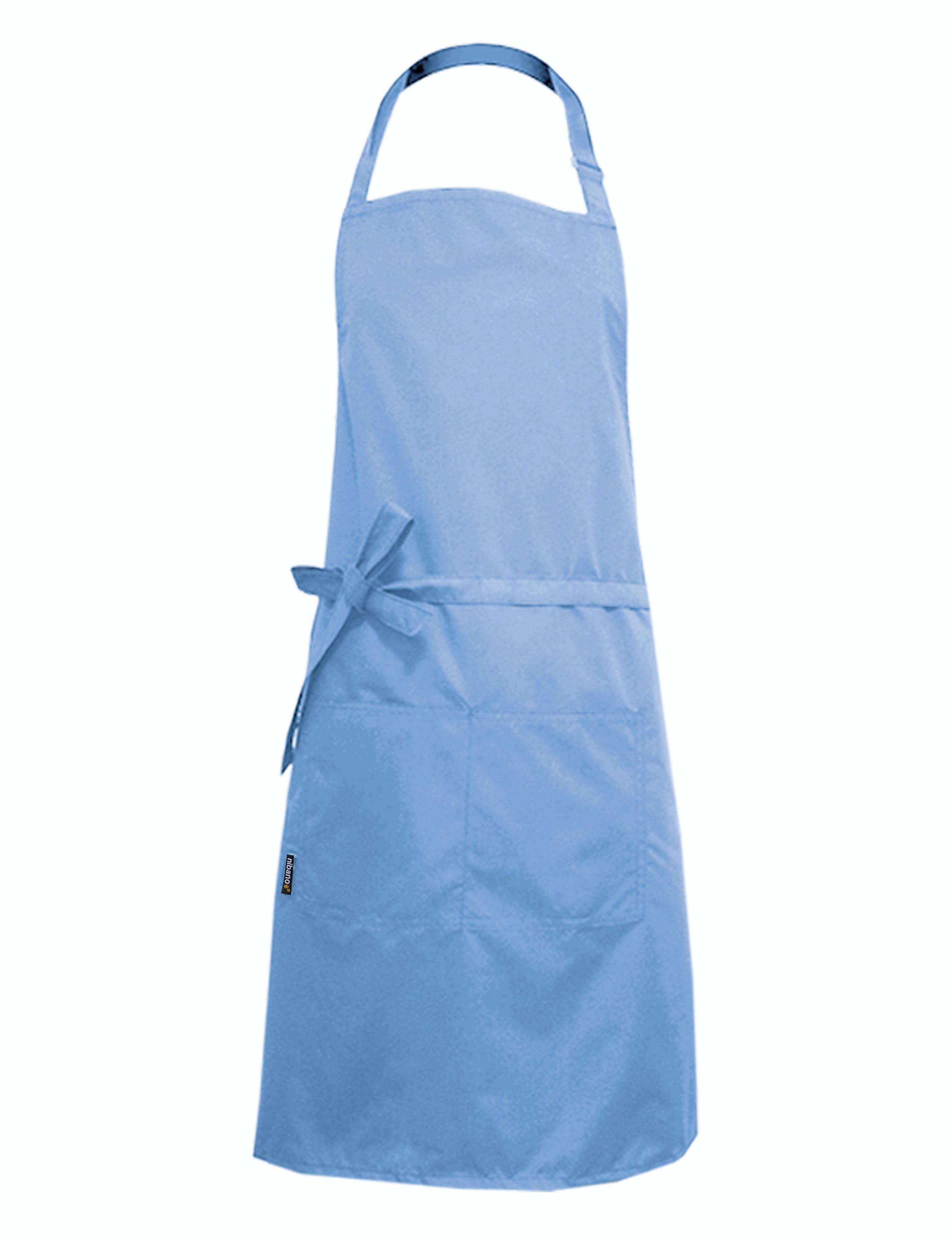 Nibano waterproof hair and beauty salon apron with pockets light blue
