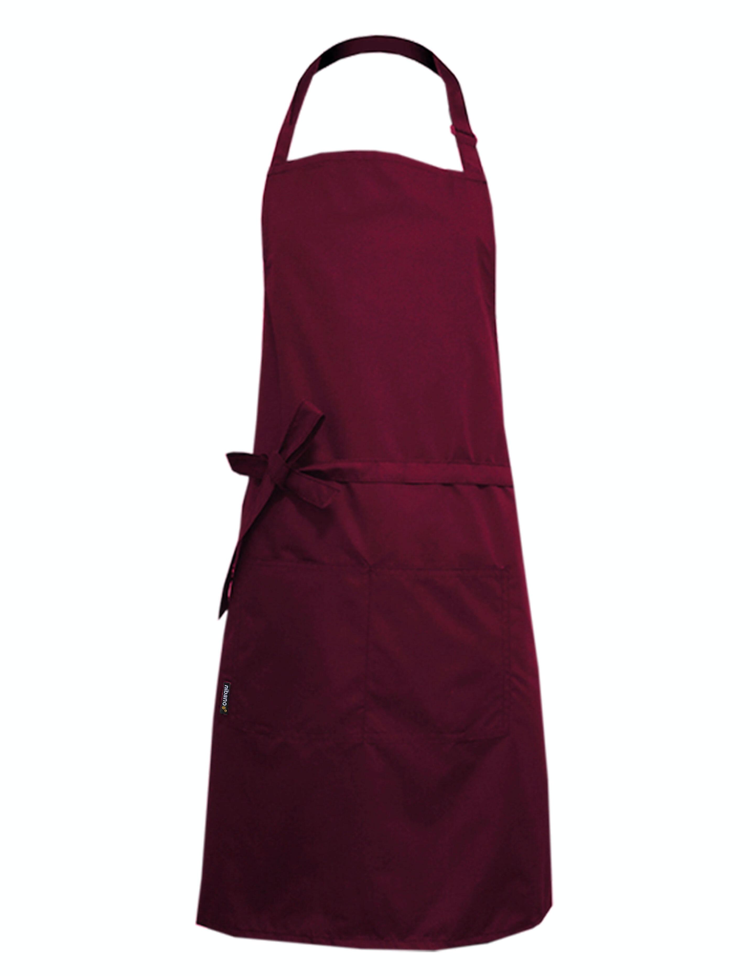 Nibano waterproof hair and beauty salon apron with pockets burgundy