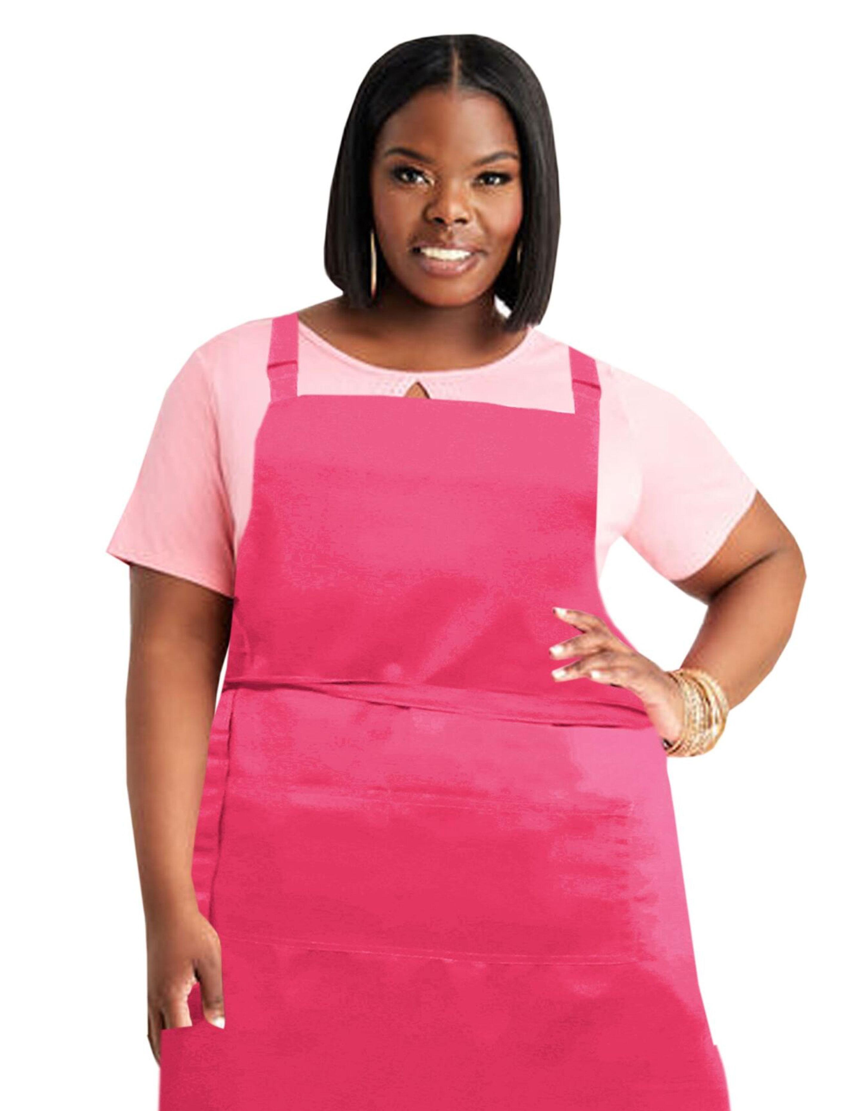 Embroidered Logo Plus Size Bib Apron Coral