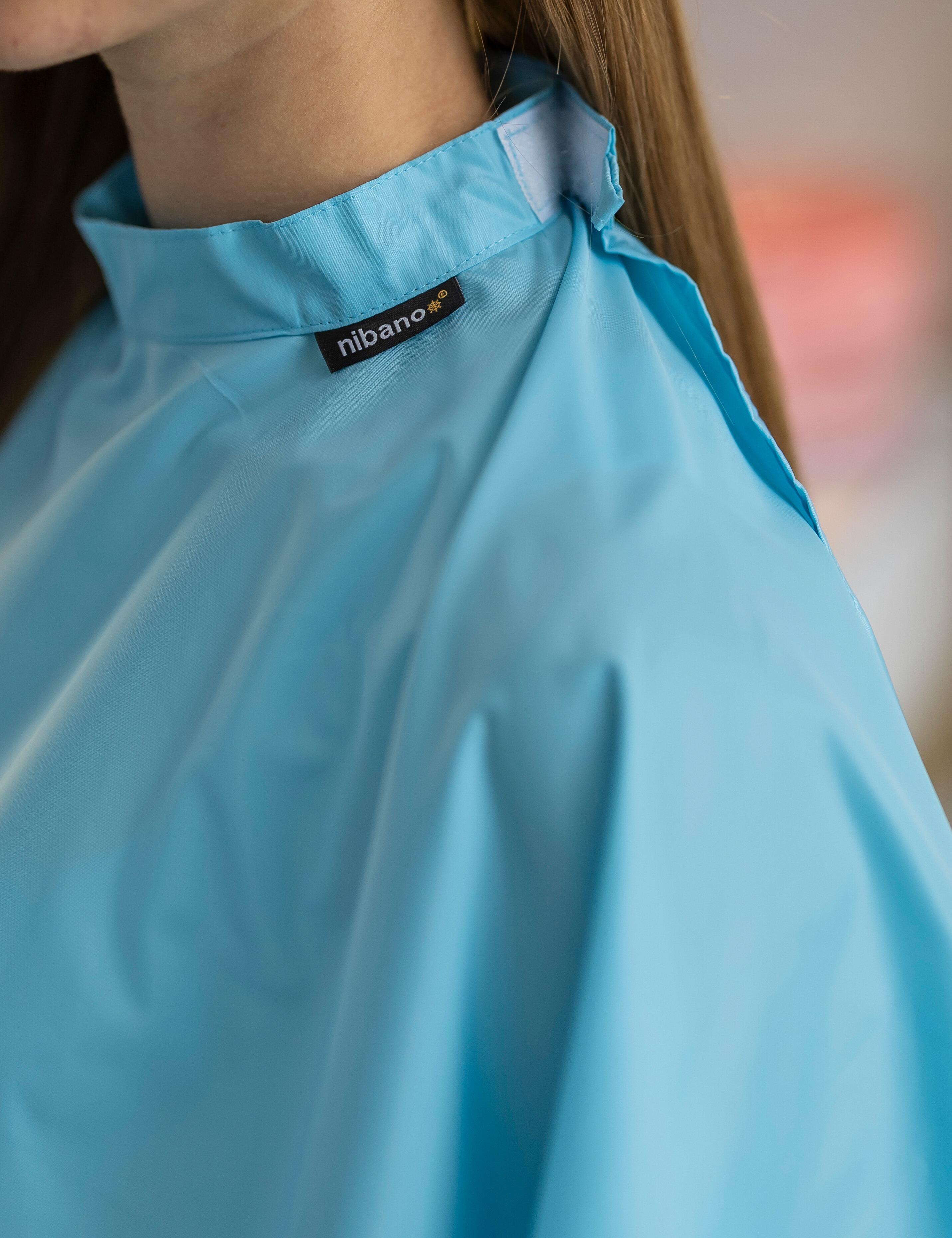 Washable hairdressing gown aqua blue