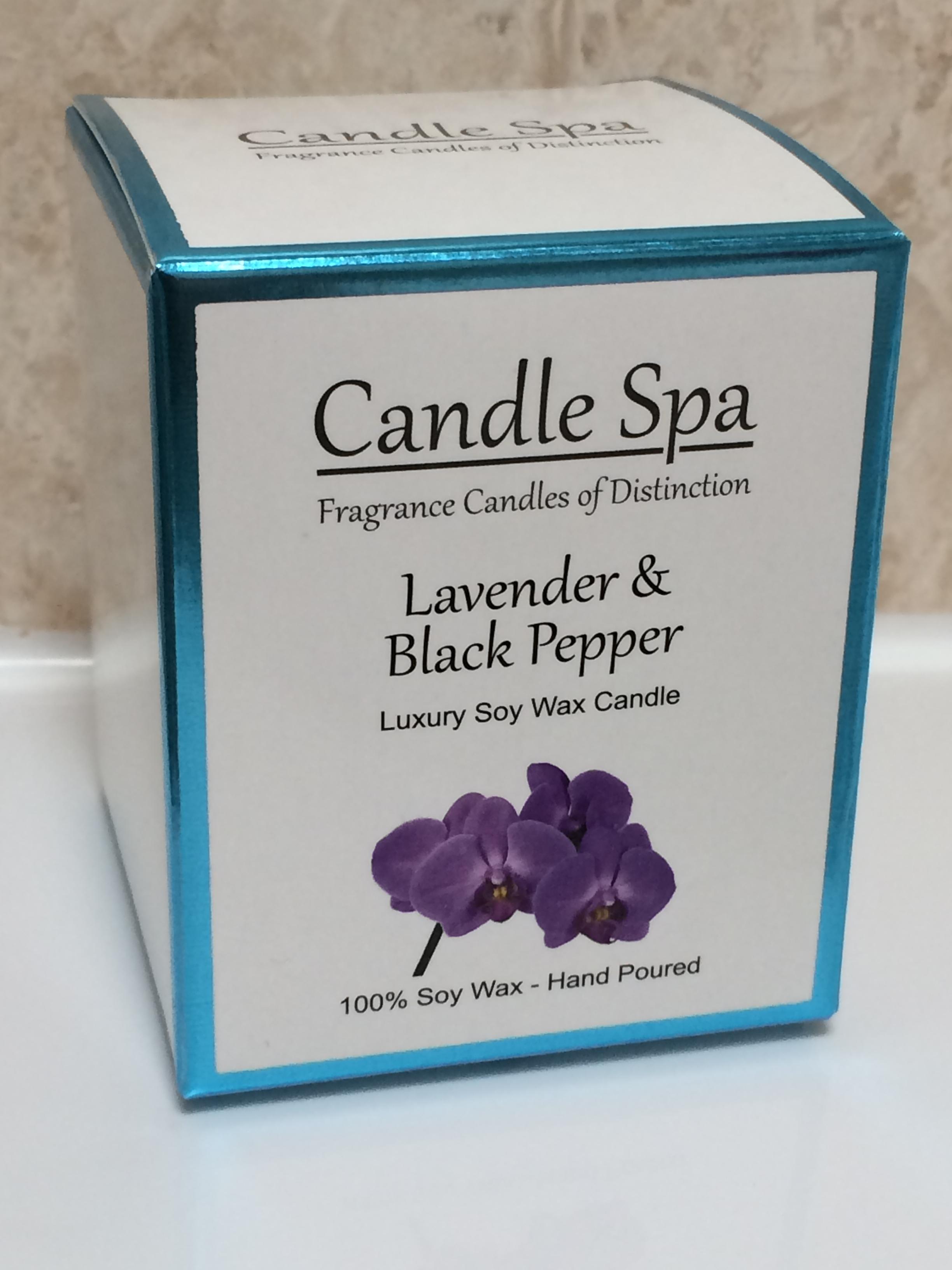 Candle Spa Luxury Candle in 20cl Box- Lavender & Black Pepper