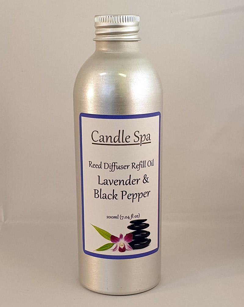 Candle Spa Reed Diffuser 200ml Refill Oil with Replacement Black Fibre Reeds (2 pkts)