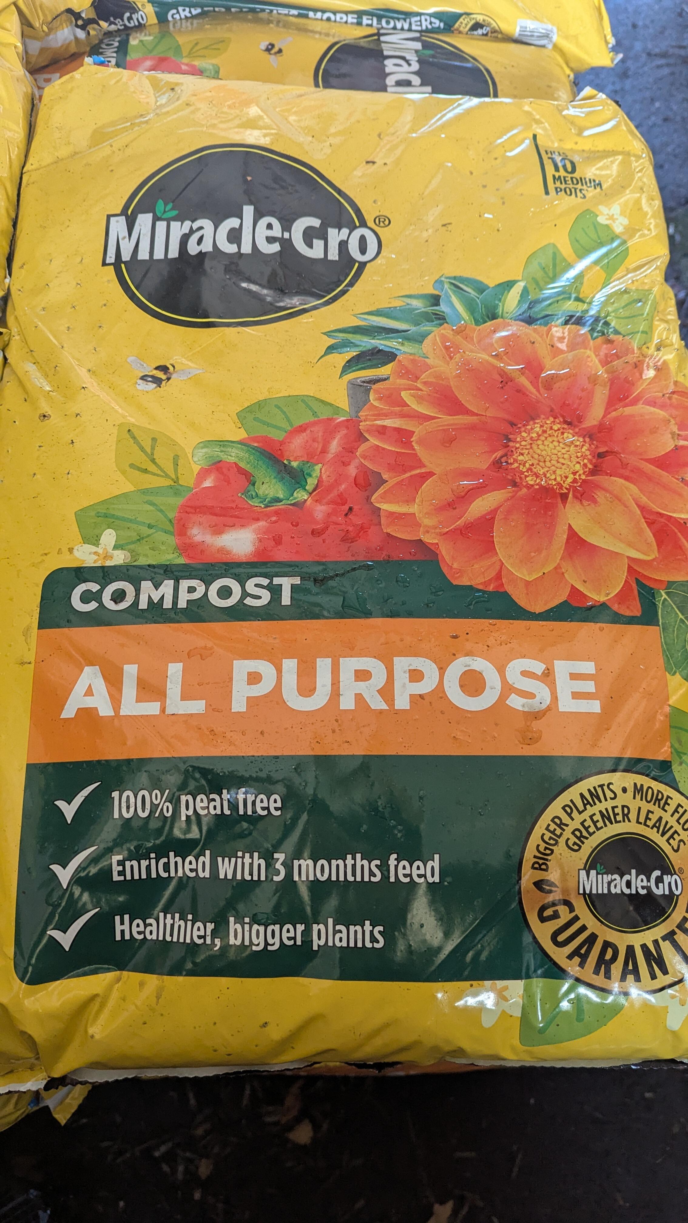 Miracle gro PEAT FREE multi purpose compost 50ltrs