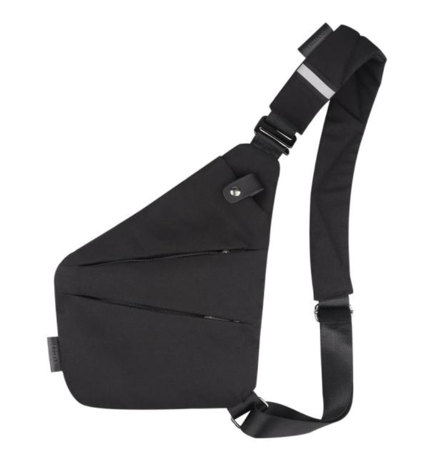 Black shoulder strap stash bag