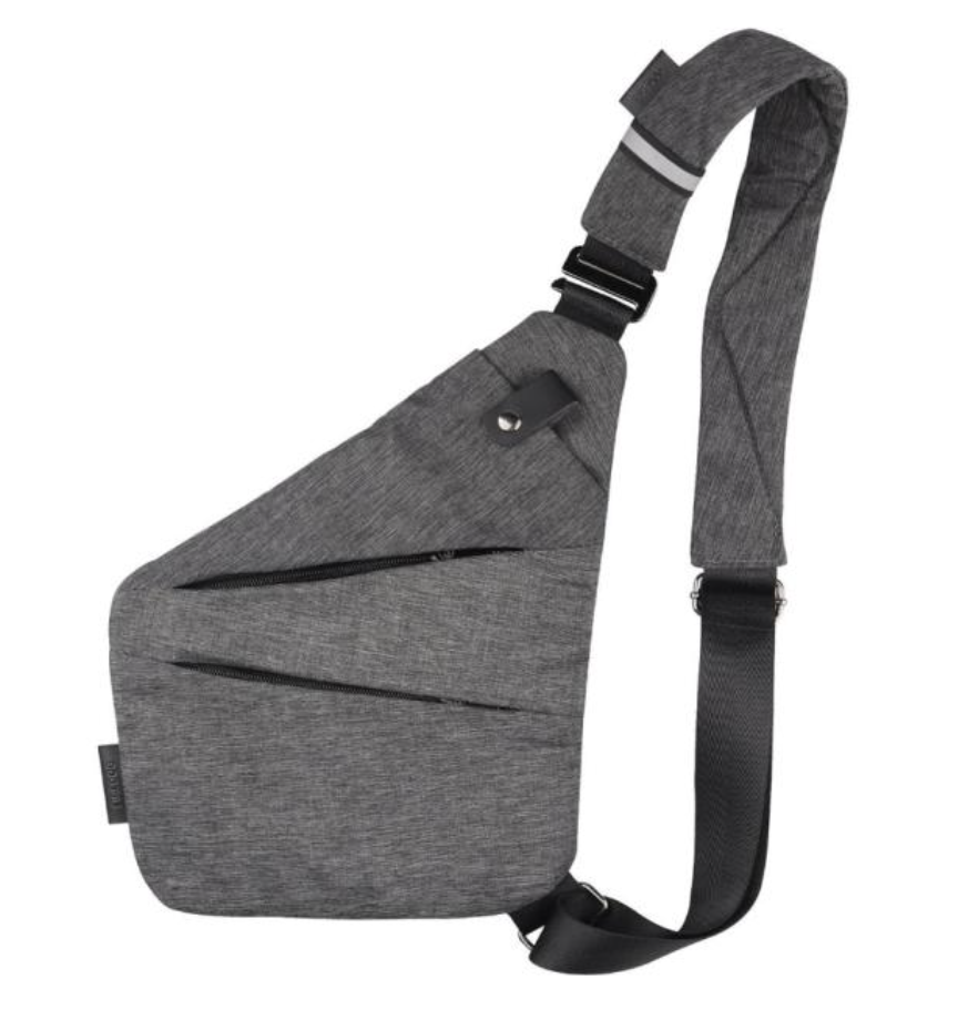Grey shoulder strap stash bag