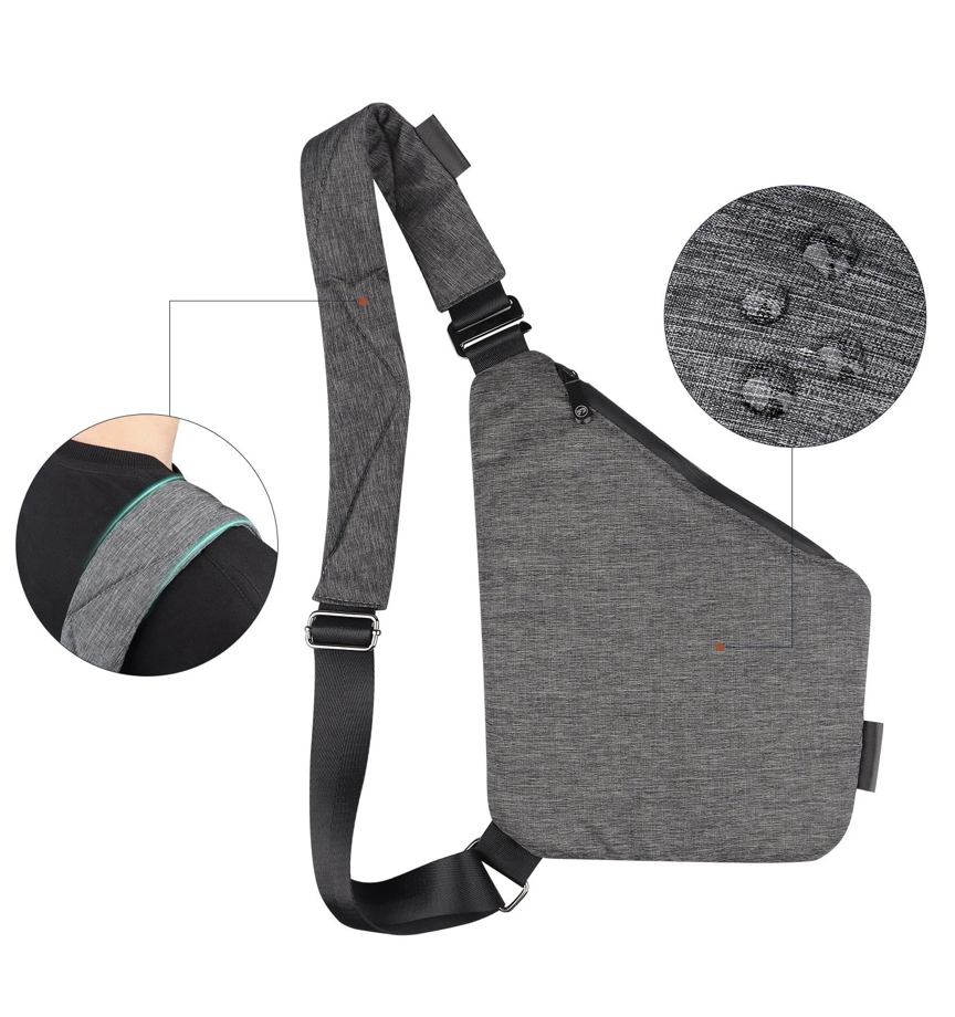 Grey shoulder strap stash bag