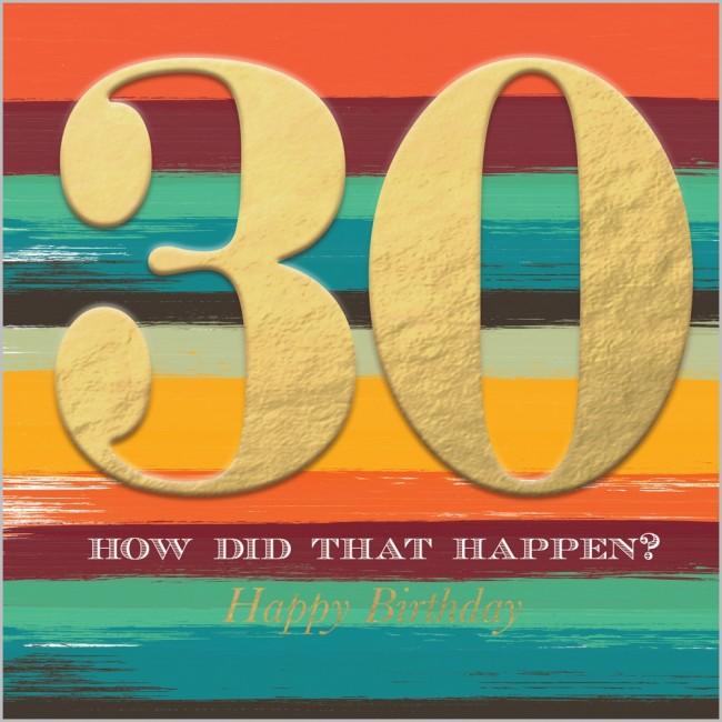 Striped 30th Birthday Card