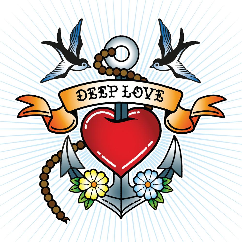 Sailors tattoo inspired love greetings card with an anchor and the words deep love