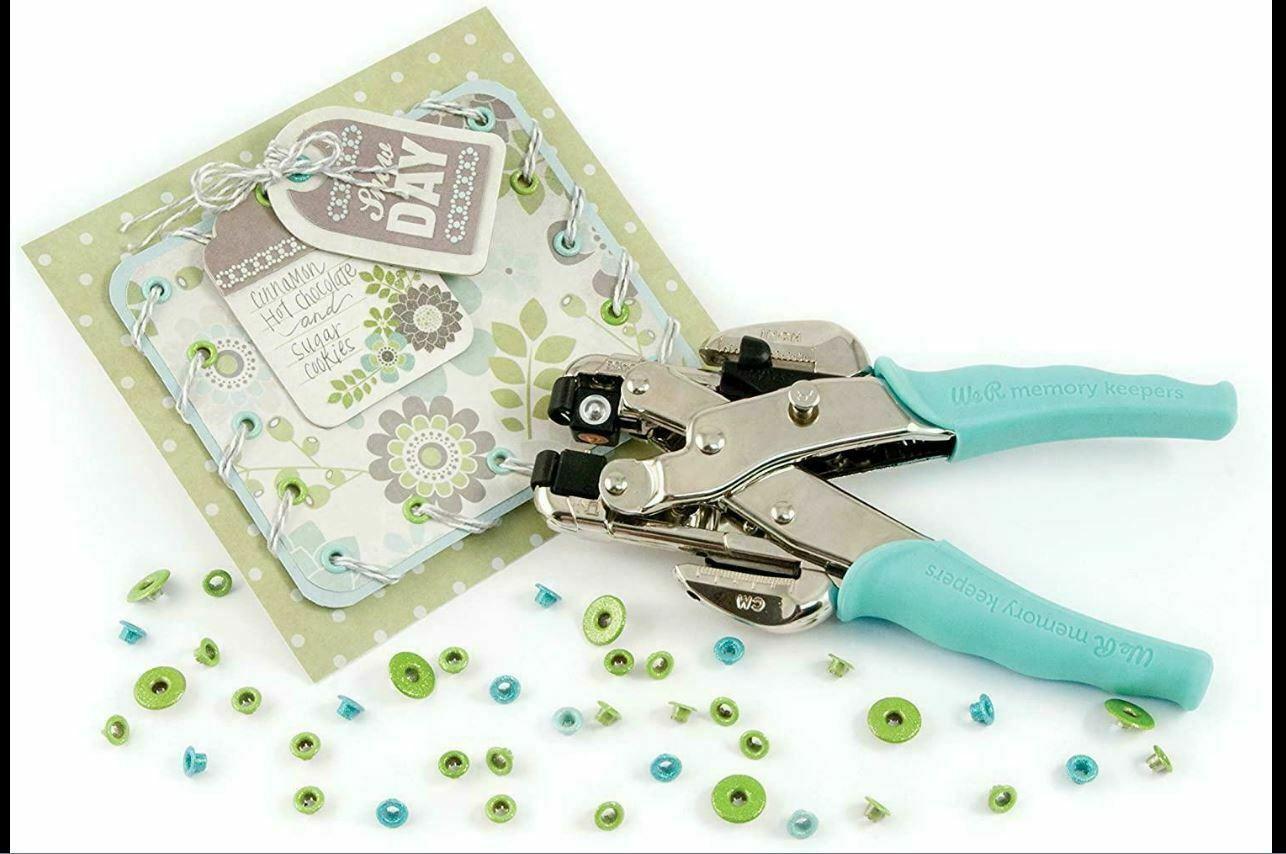WE R MEMORY KEEPERS CROP-A-DILE HOLE PUNCH AND EYELET SETTER JUNK JOURNALS  TAGS