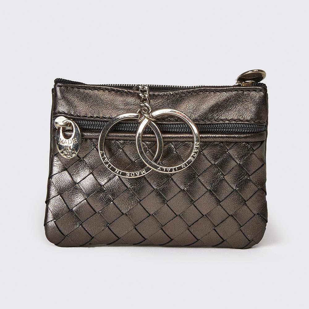 Metallic purse with keyring