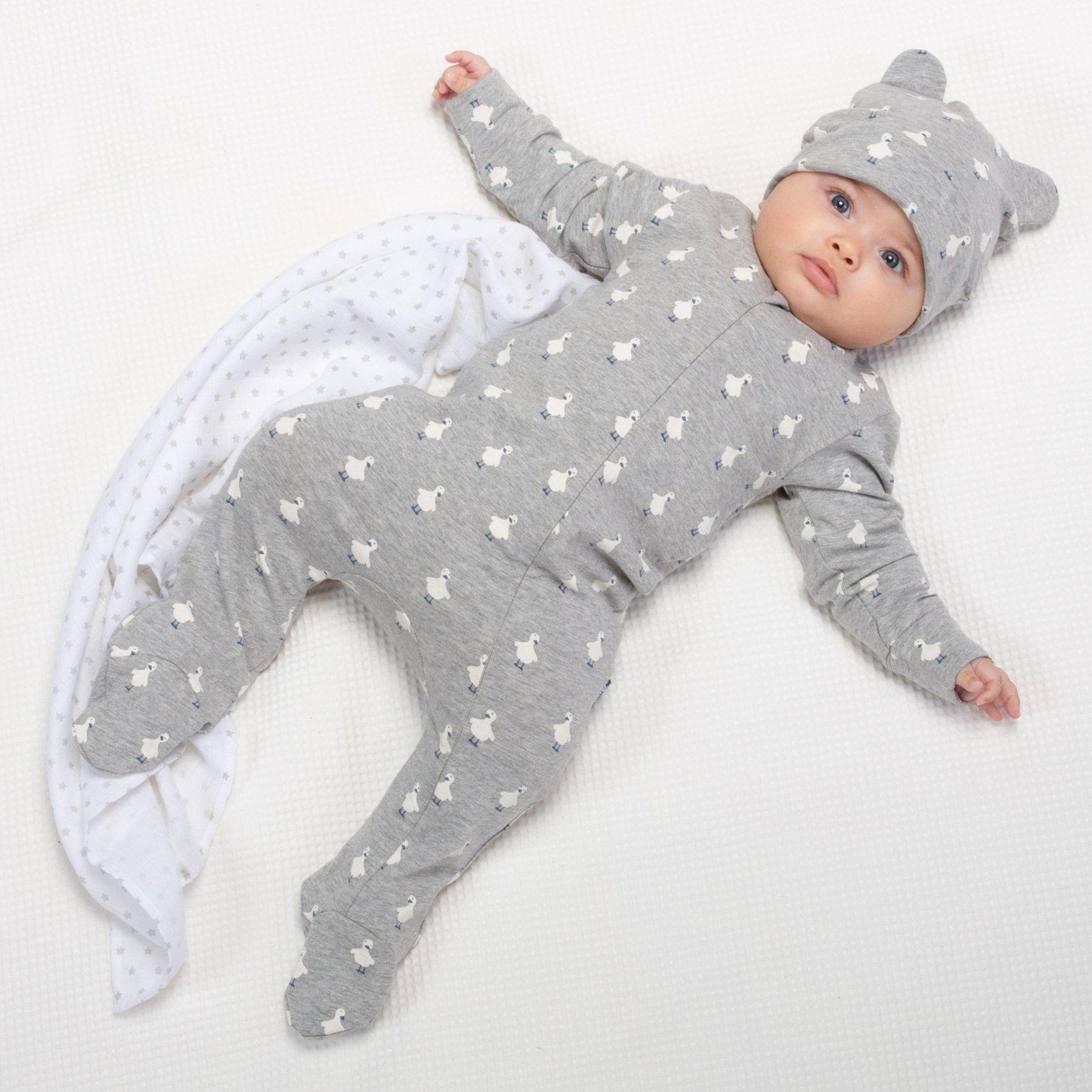 Baby wearing Kite Clothing Polka Duck Sleepsuit
