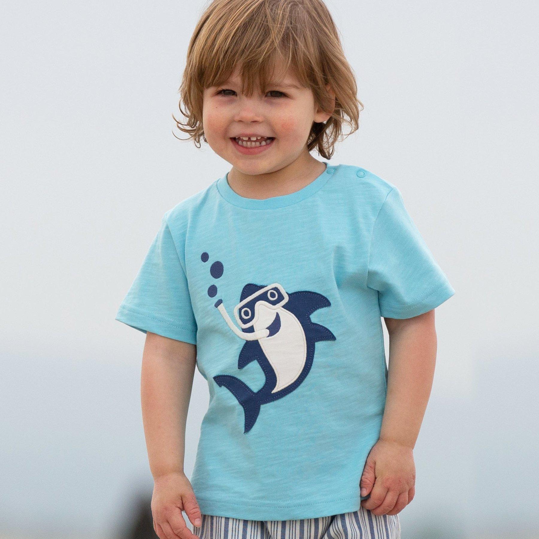 Boy wearing Kite Clothing Snorkel Shark T-Shirt