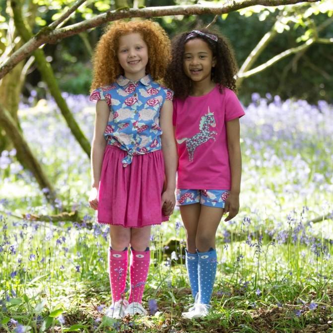 Girl wearing Kite Clothing Tearose Shorts with friend