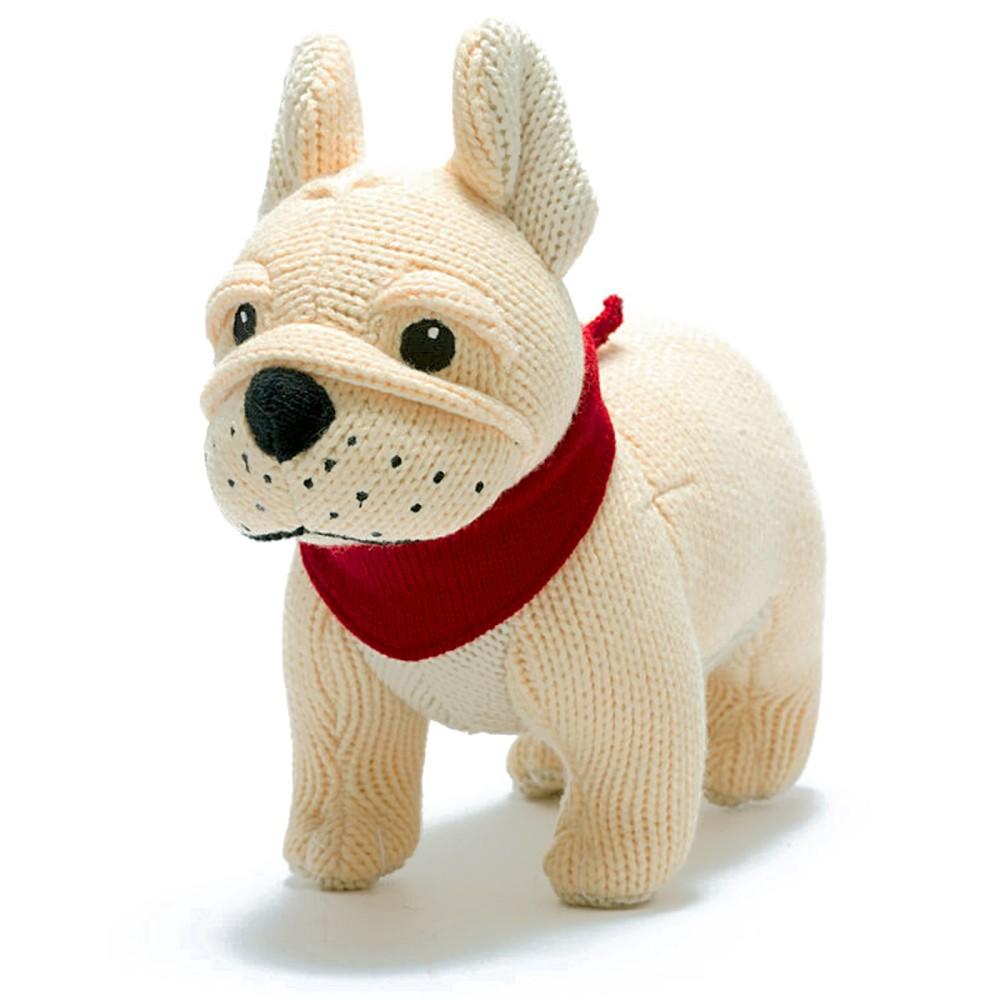 Best Years Knitted French Bulldog Baby Rattle