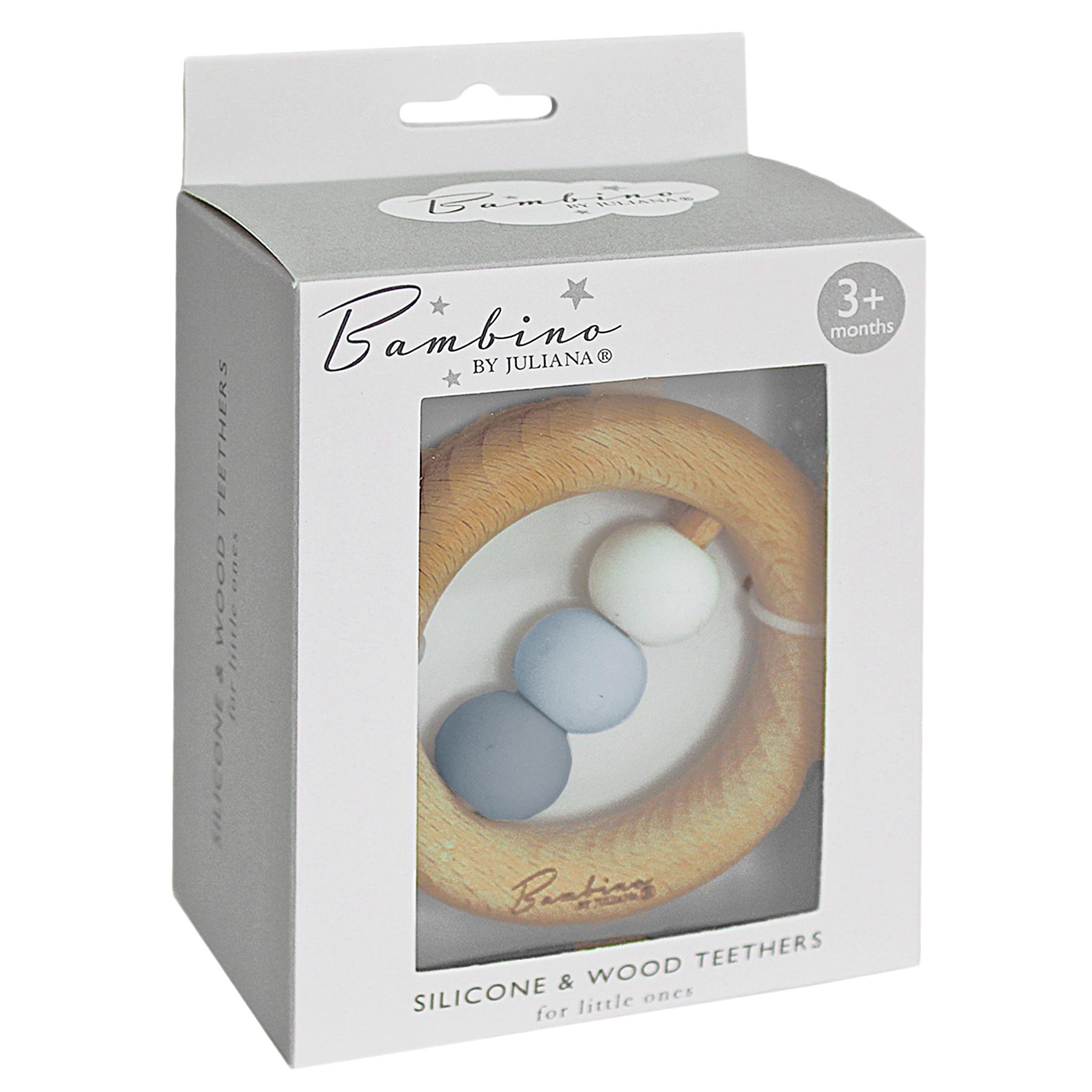 Bambino by Juliana® Round Silicone Blue Beads & Wood Teether Boxed