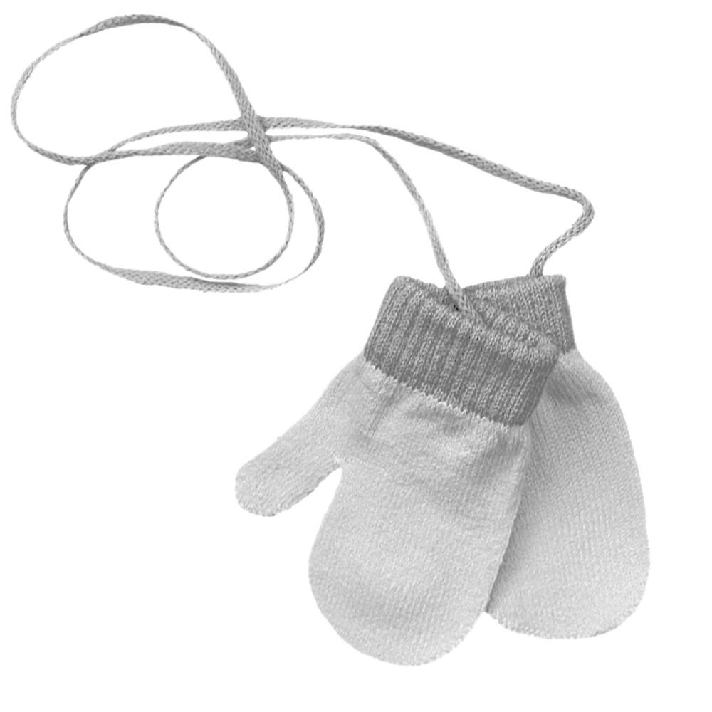 Pesci Baby White & Grey Connected Mittens