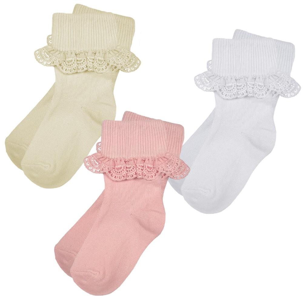 Pex Kids Festival Triple Pack Frilly Lace Ankle Socks in 3 Colours