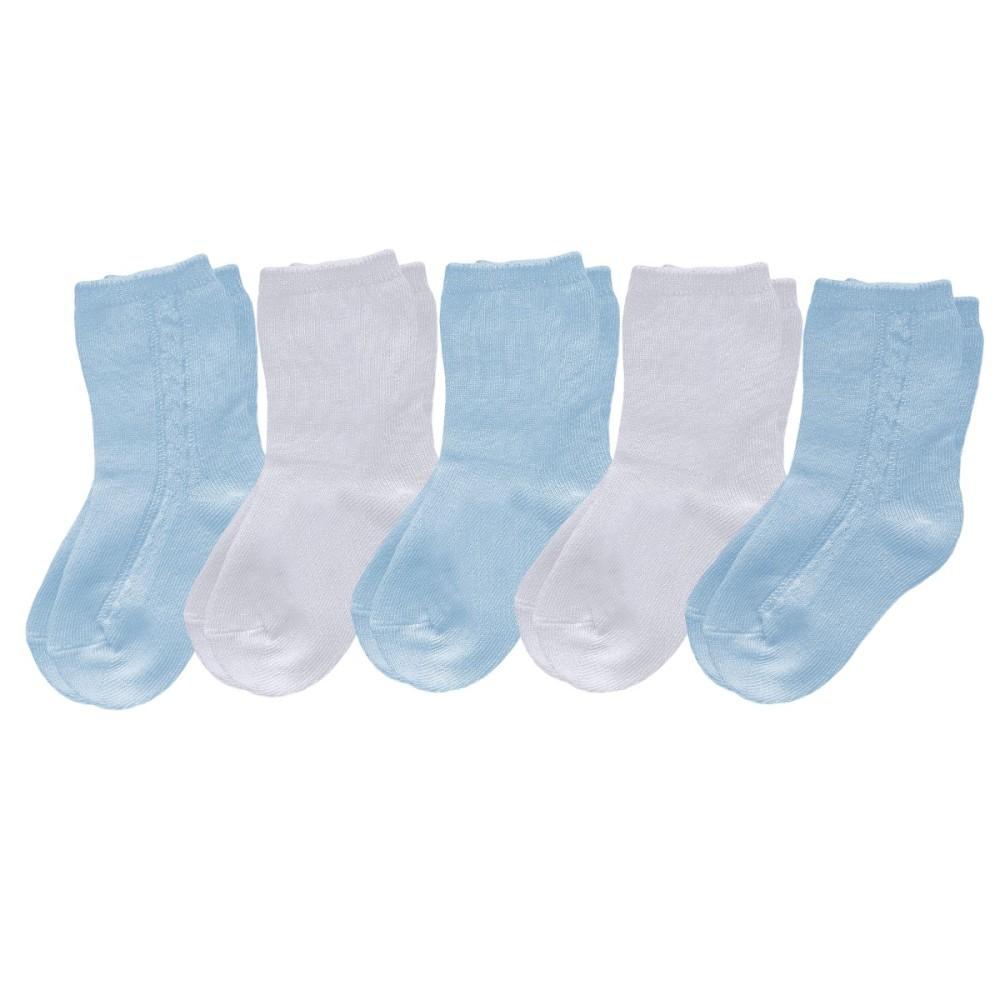 Pex Kids 5 Pair Pack Blue & White Ankle Socks